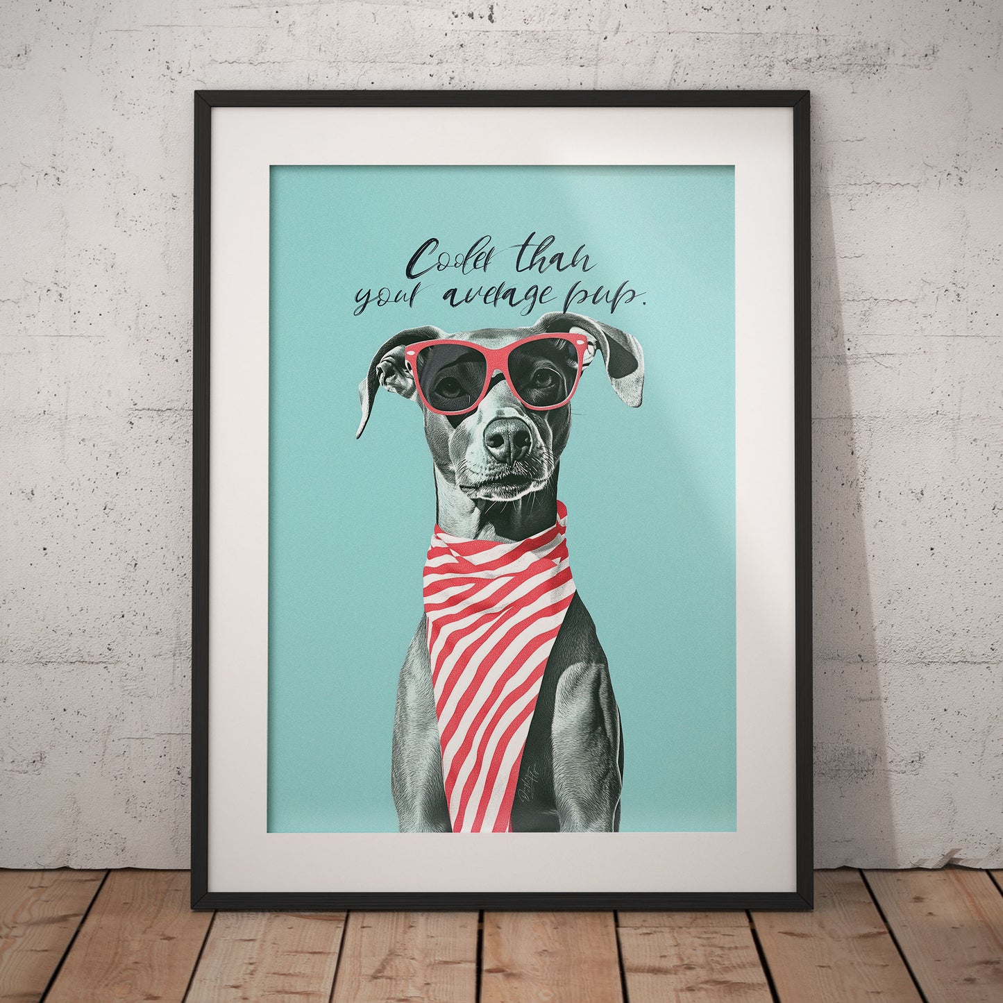 »Cooler than your average pup« arty hundposter