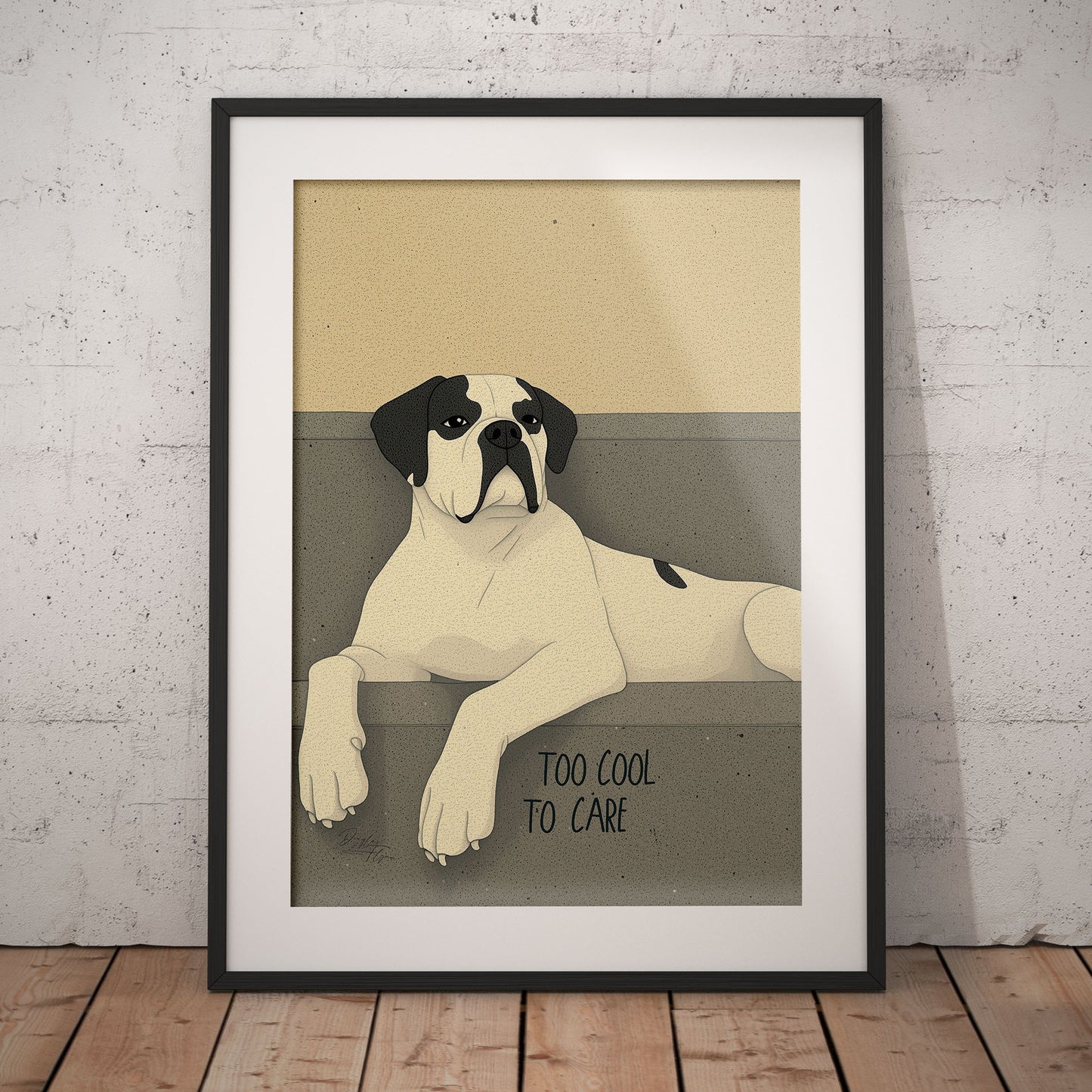 »Too Cool to Care« arty hundposter