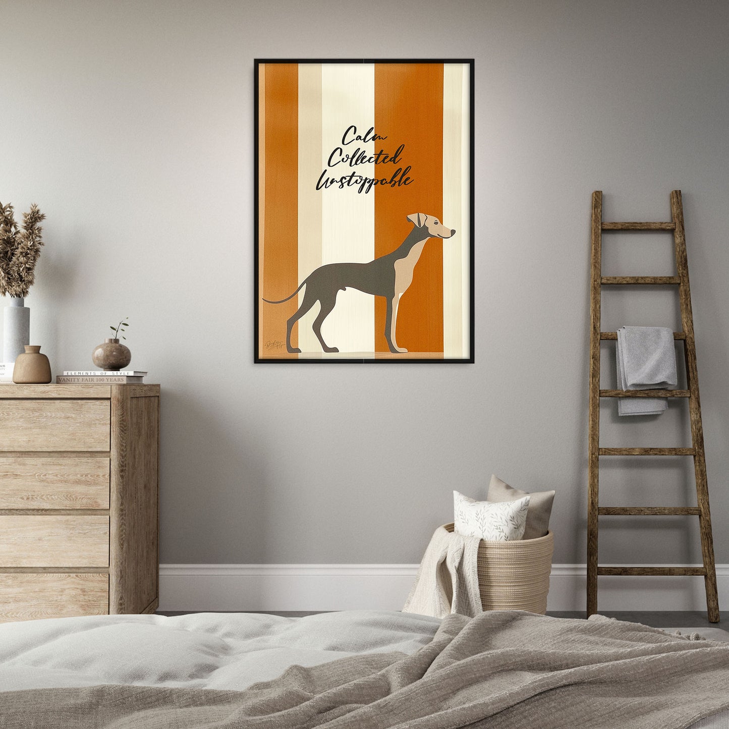 »Calm, Collected, Unstoppable« arty hundposter