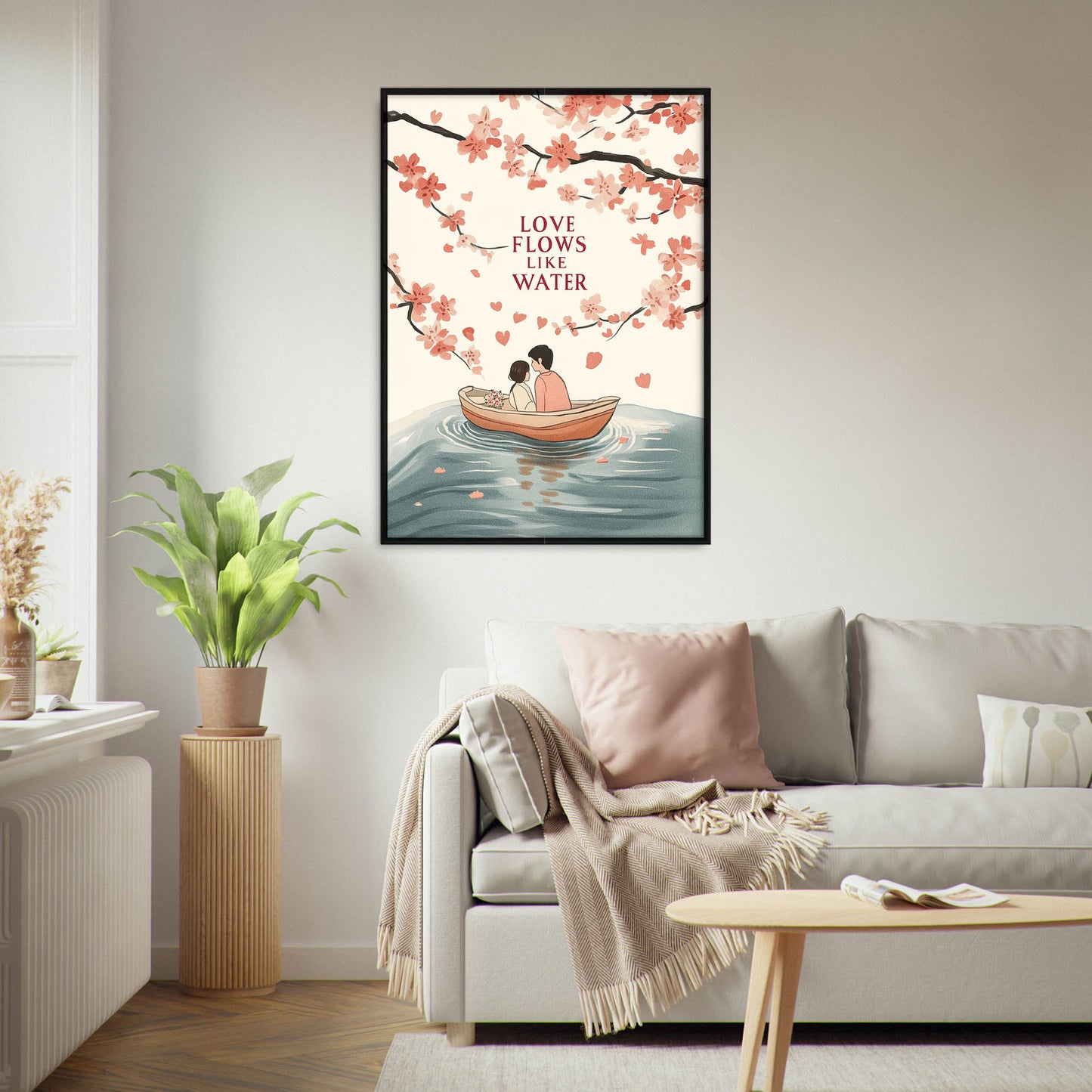 »Love Flows Like Water« romantisk poster