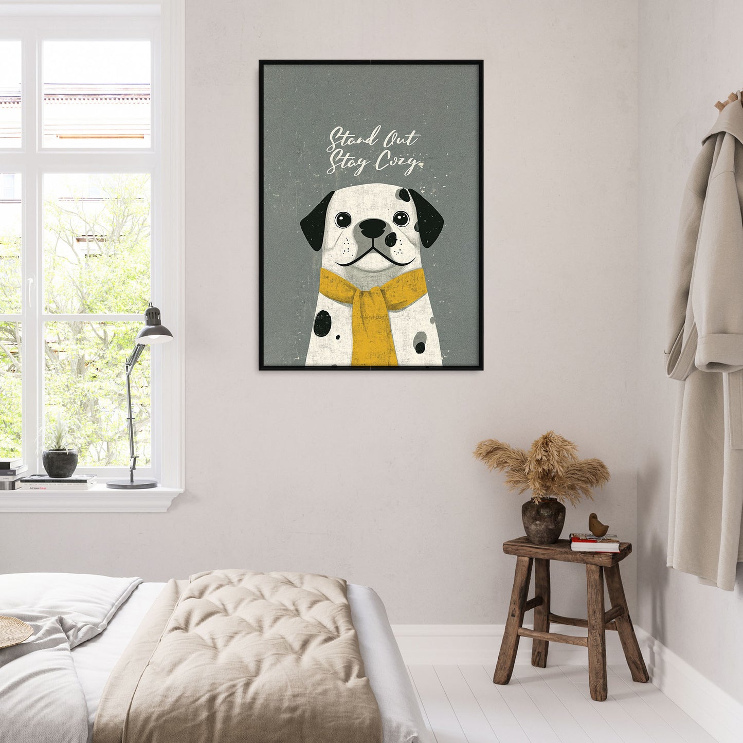 »Stand Out, Stay Cozy« arty hundposter
