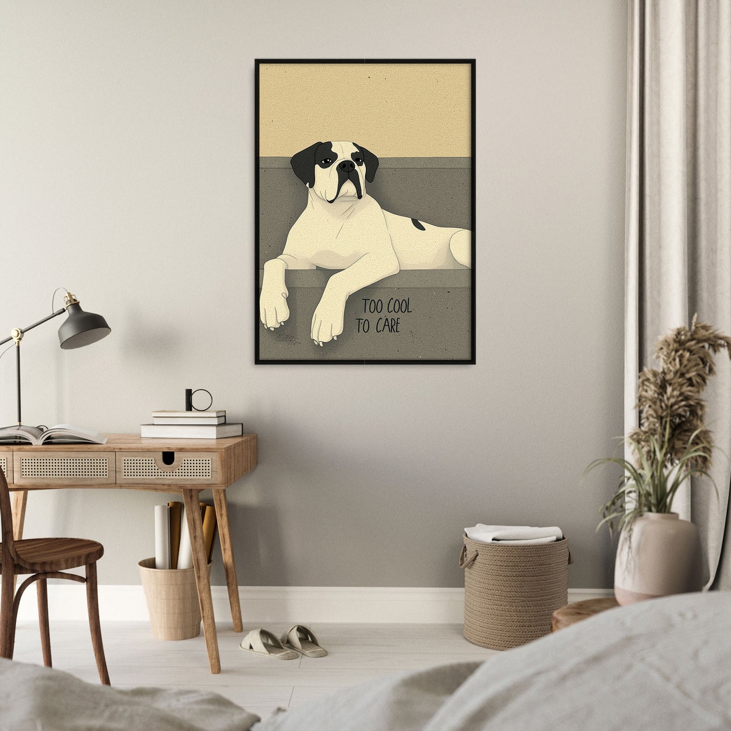 »Too Cool to Care« arty hundposter