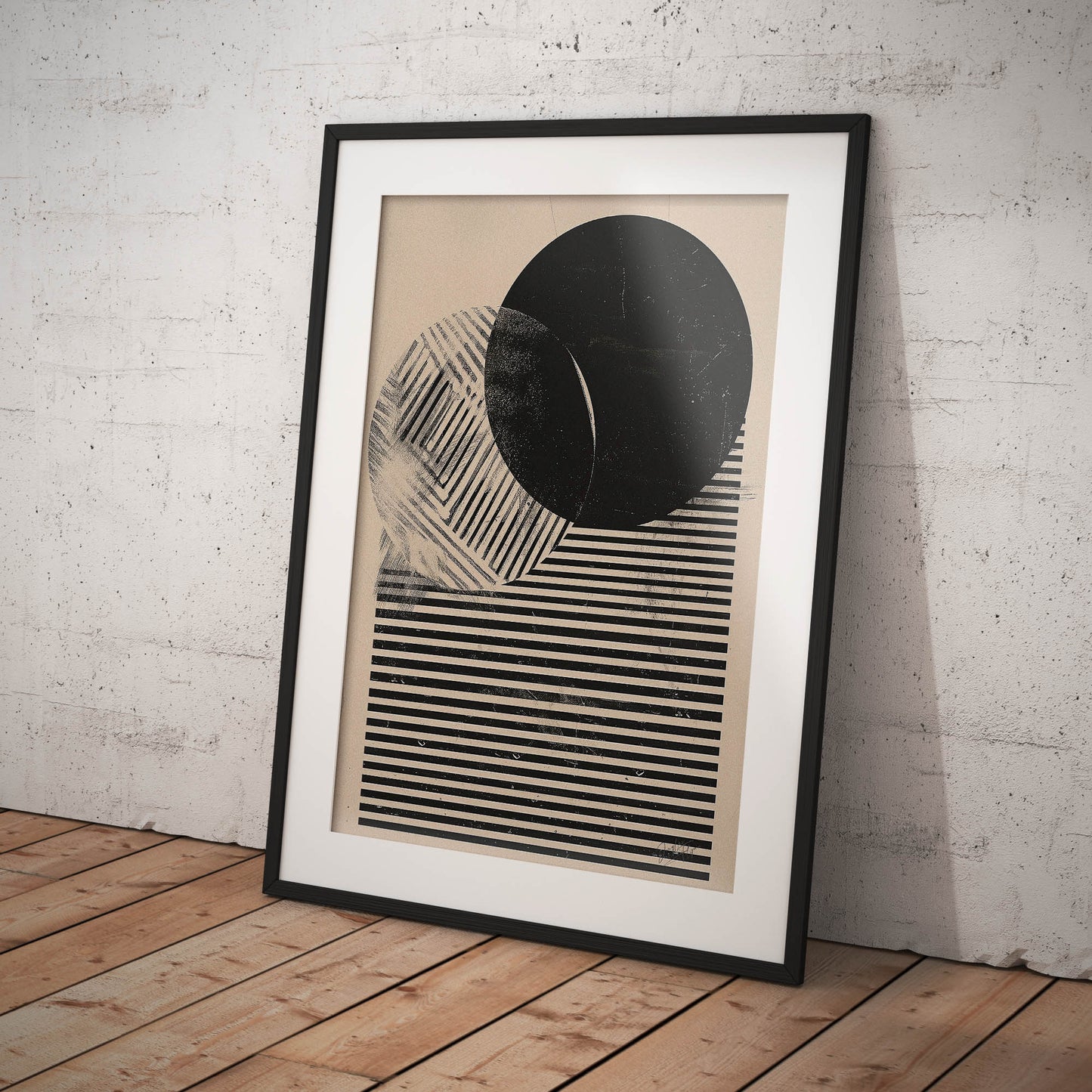 »Circles and Stripes«, poster med abstrakta former