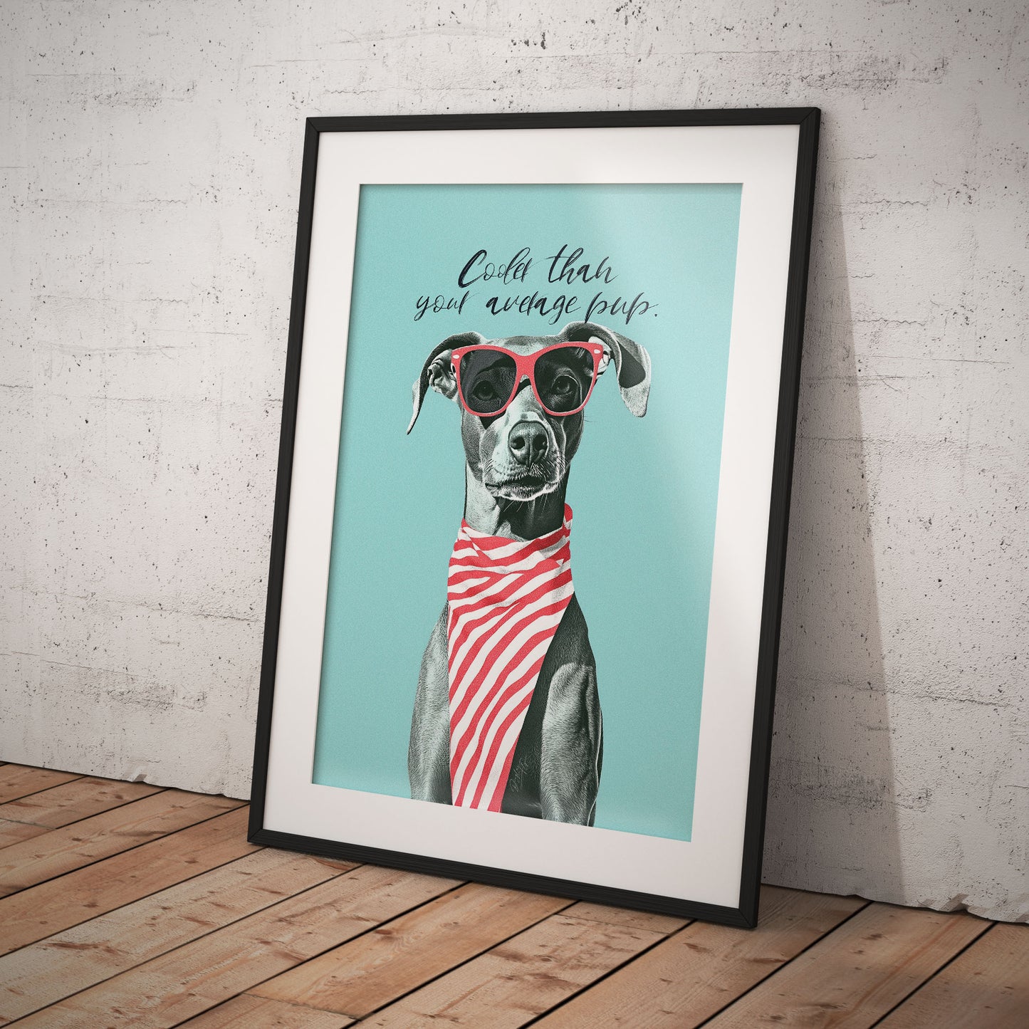 »Cooler than your average pup« arty hundposter