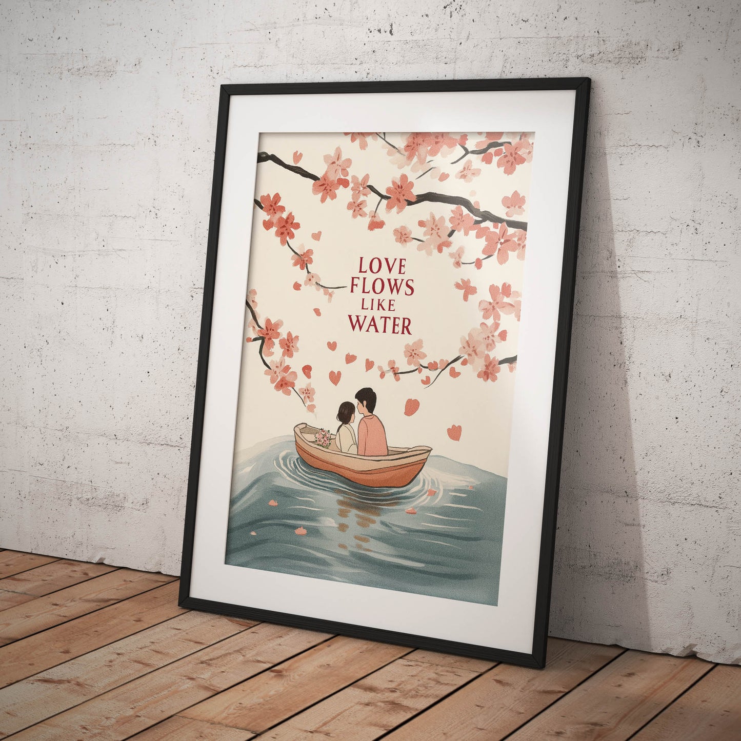 »Love Flows Like Water« romantisk poster