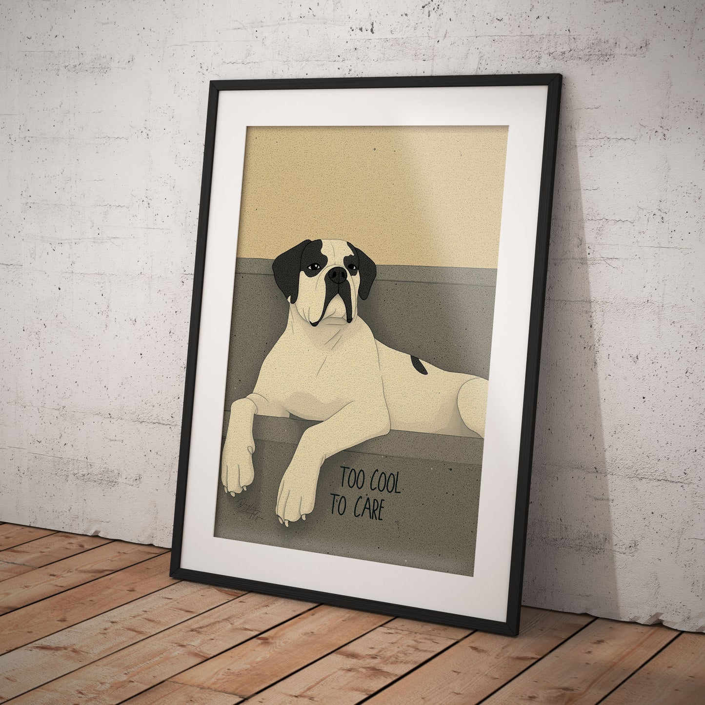 »Too Cool to Care« arty hundposter