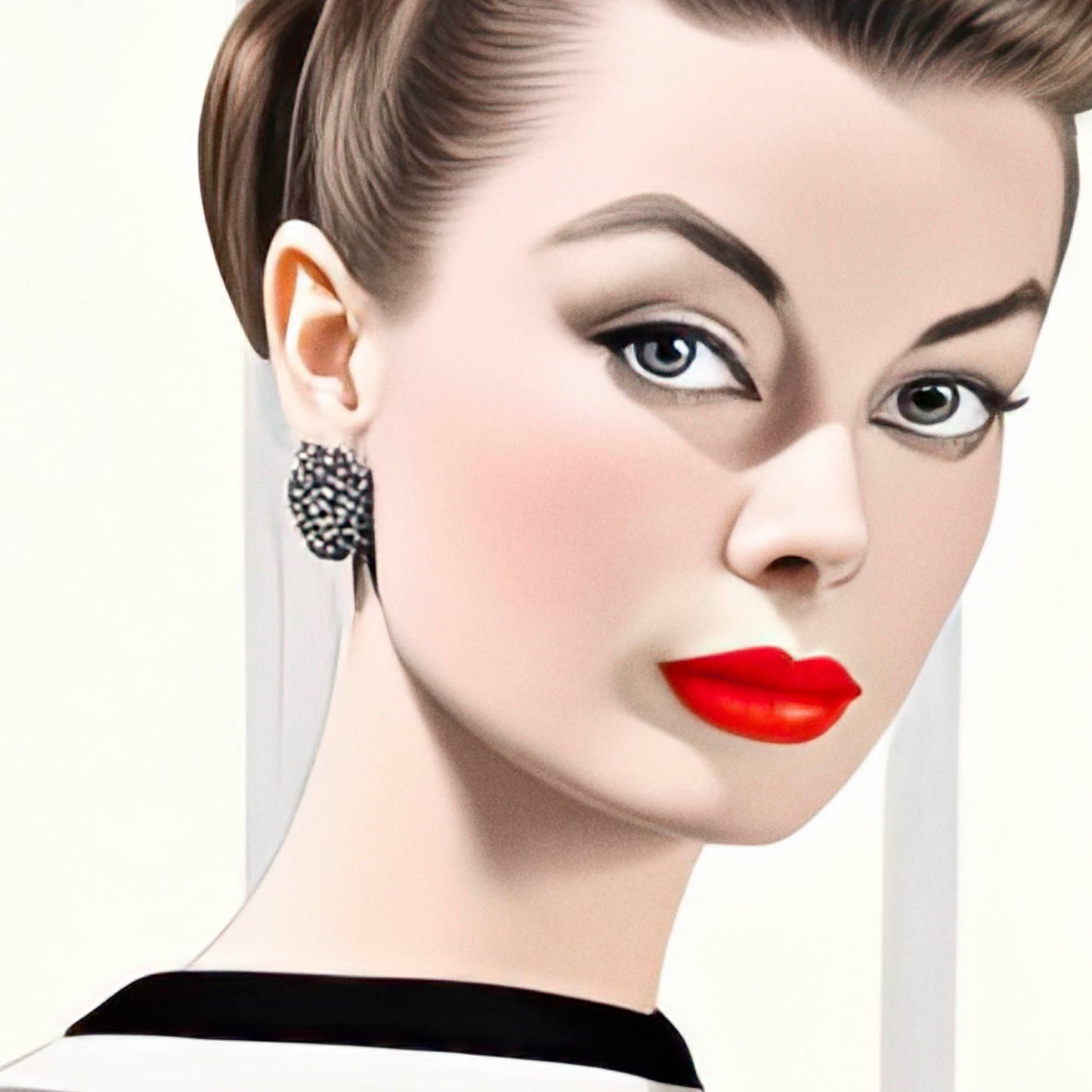 »Black and White Peplum Dress, 1950s with Bold Stripes«