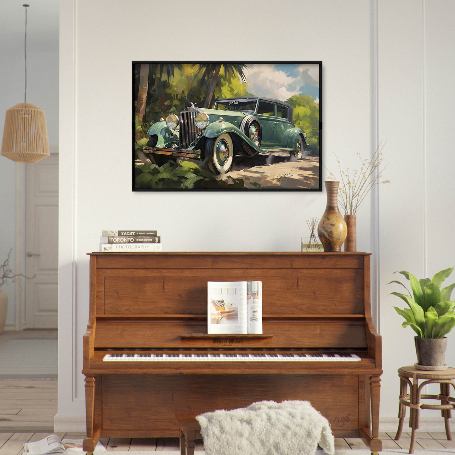 »Emerald green 1920s vintage car«