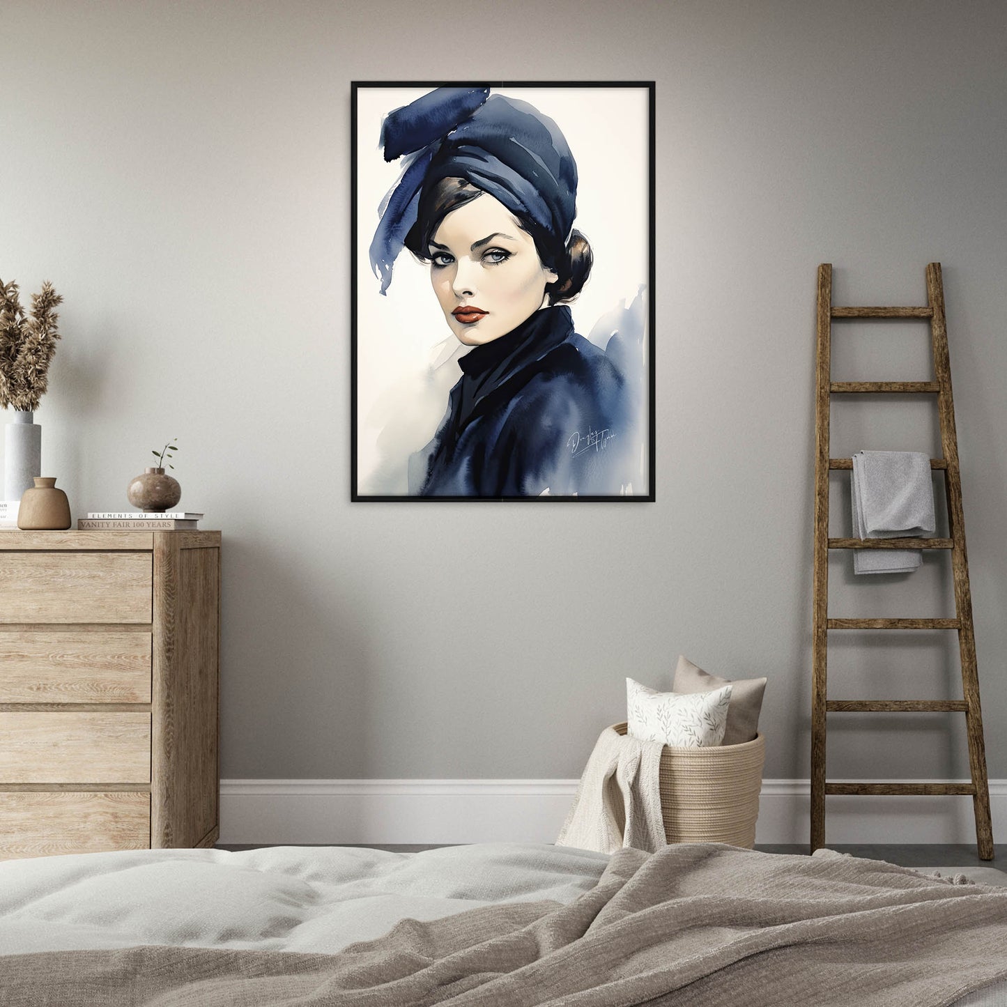 »Timeless Navy Blue Beret, 1940s with Ribbon Detail«