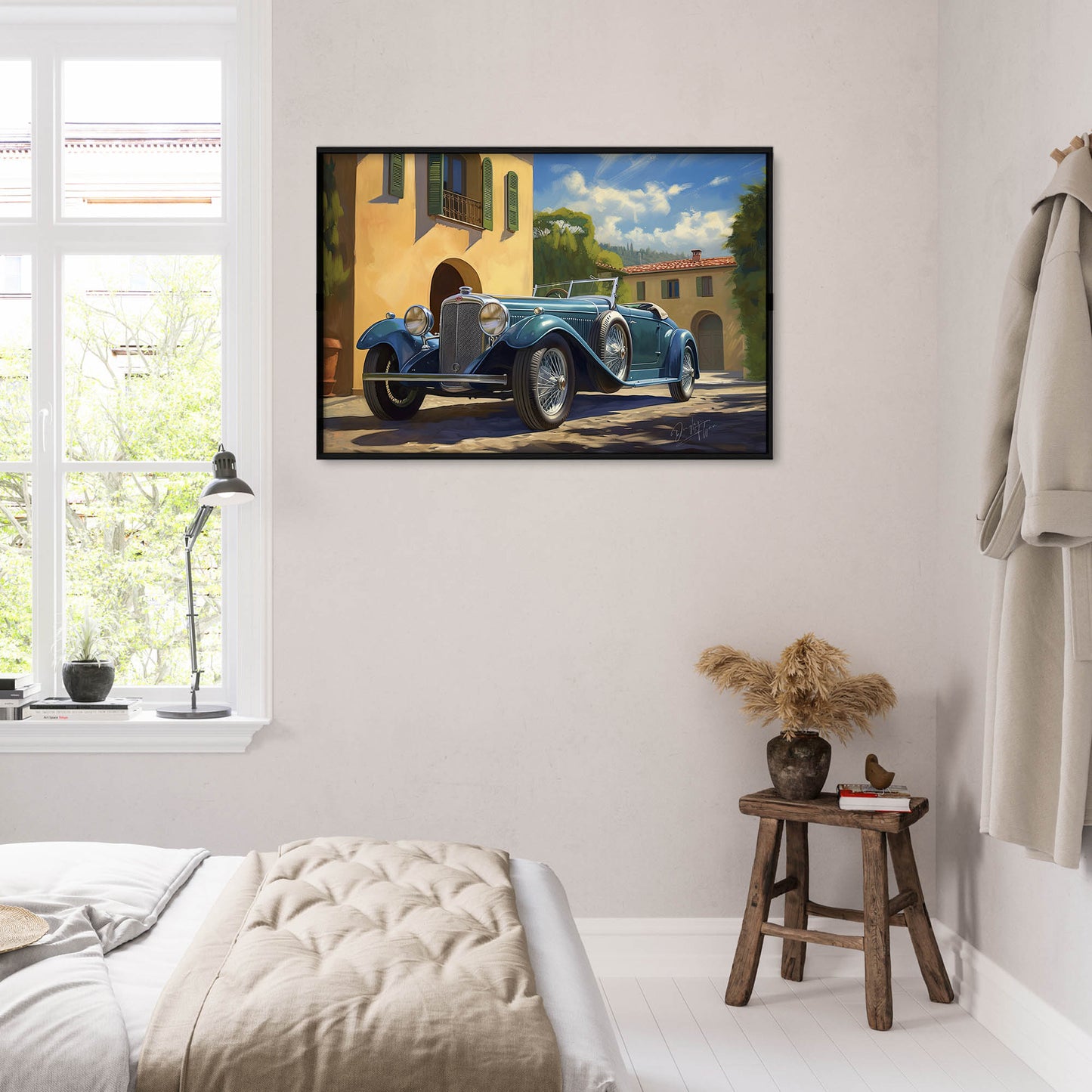 »Vibrant teal 1930s vintage car«