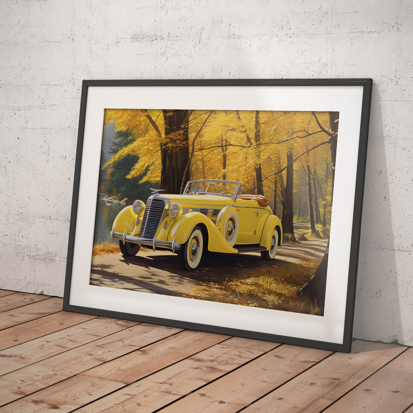 »Canary yellow 1930s Auburn vintage car«