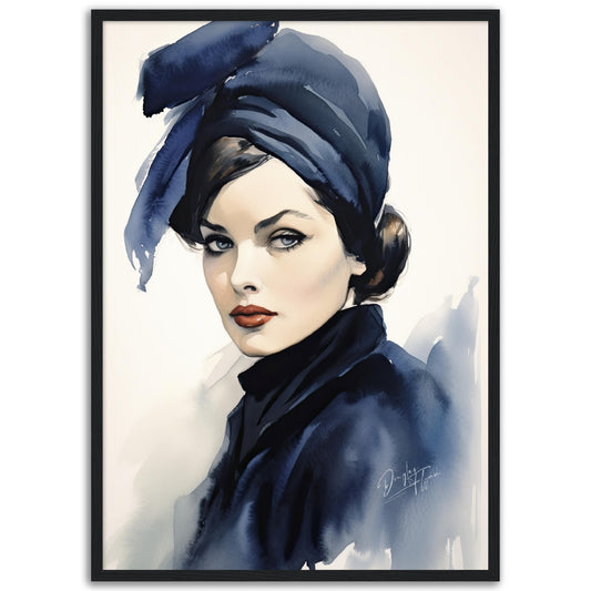 »Timeless Navy Blue Beret, 1940s with Ribbon Detail«