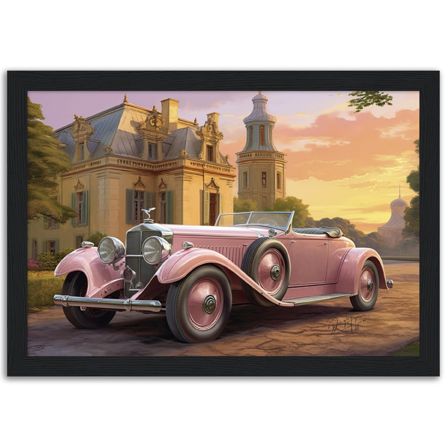 »Light pink 1920s vintage car«