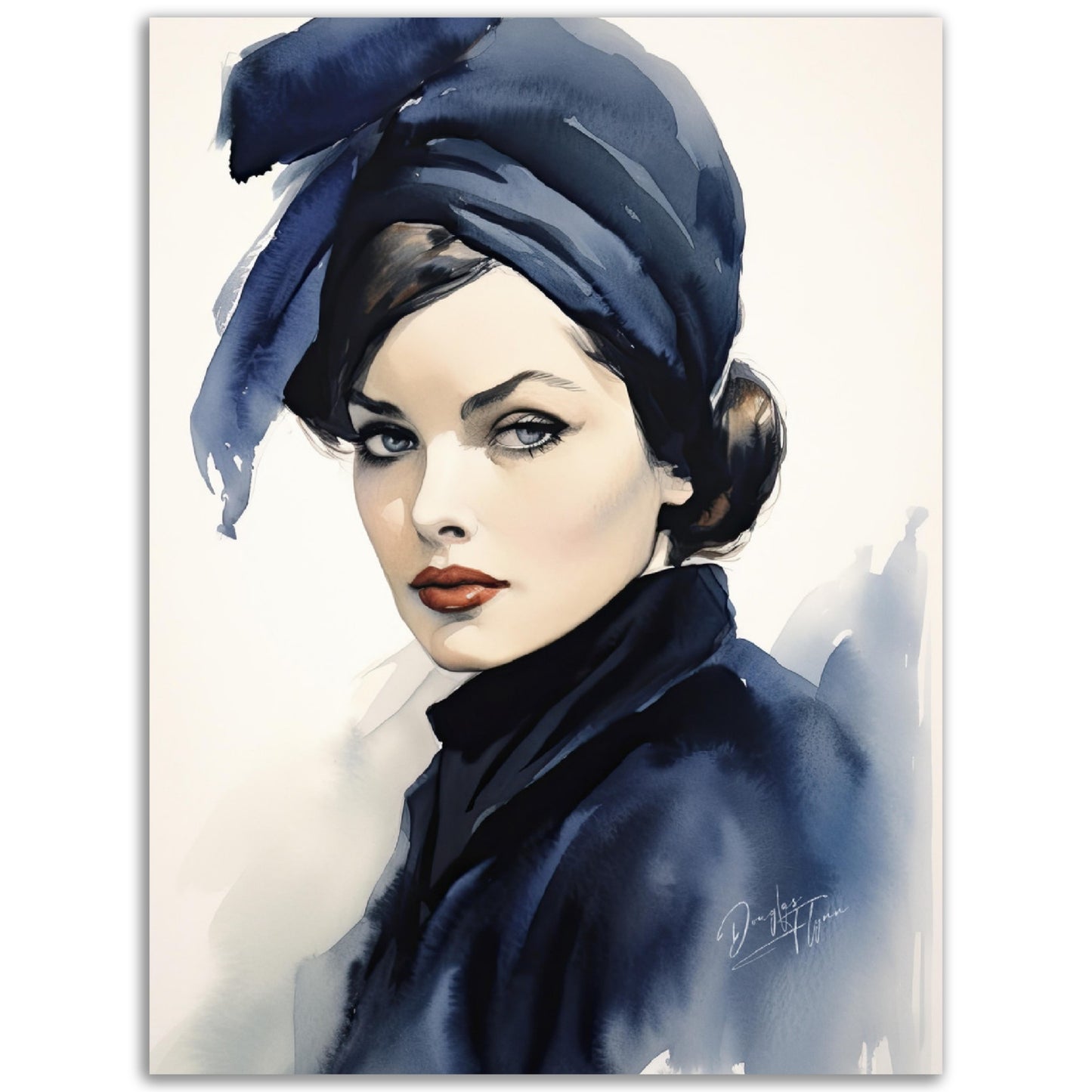 »Timeless Navy Blue Beret, 1940s with Ribbon Detail«