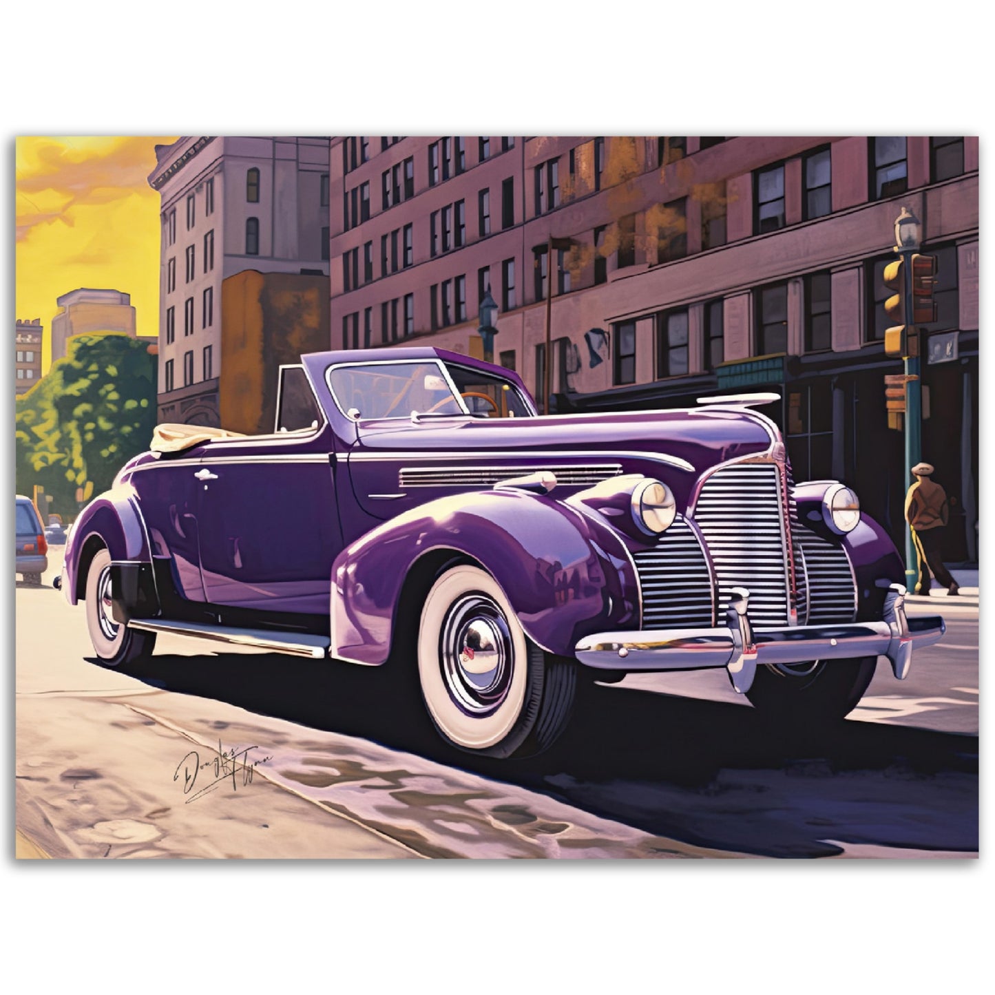 »Deep purple 1940s Convertible Coupe vintage car«