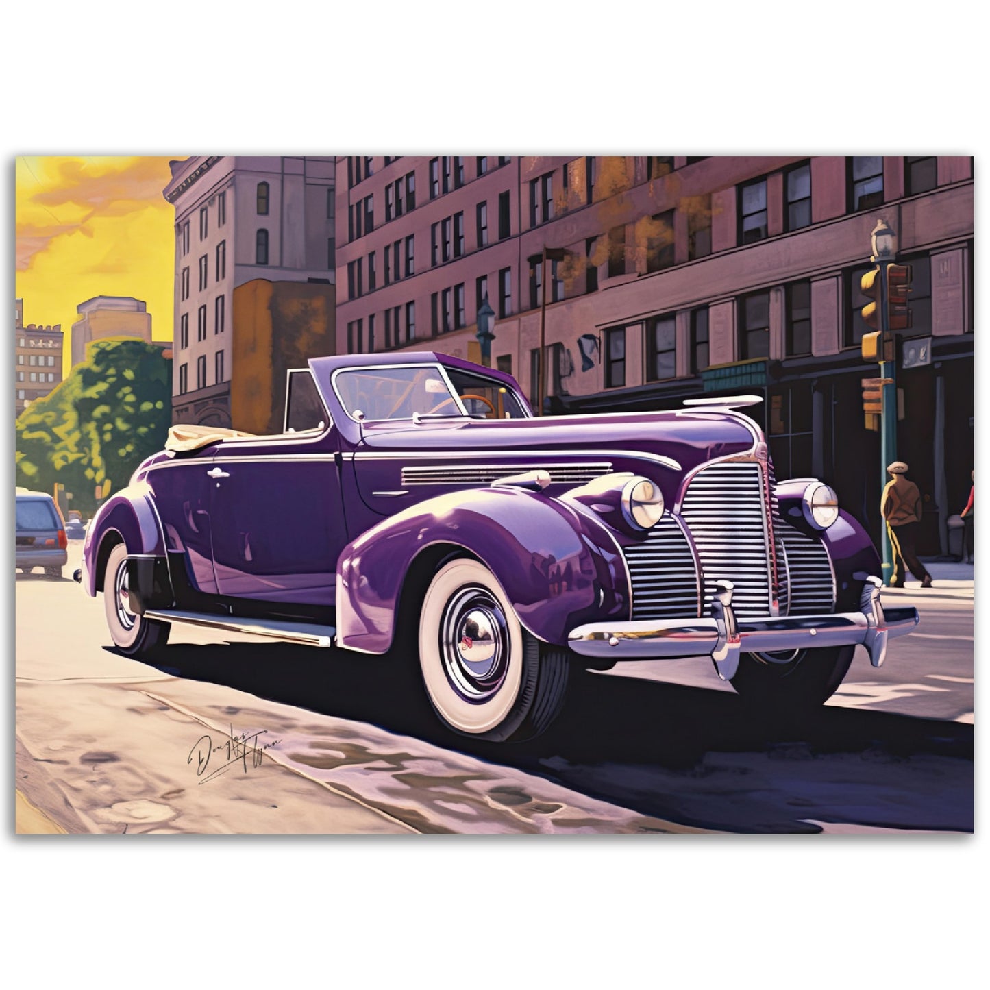 »Deep purple 1940s Convertible Coupe vintage car«
