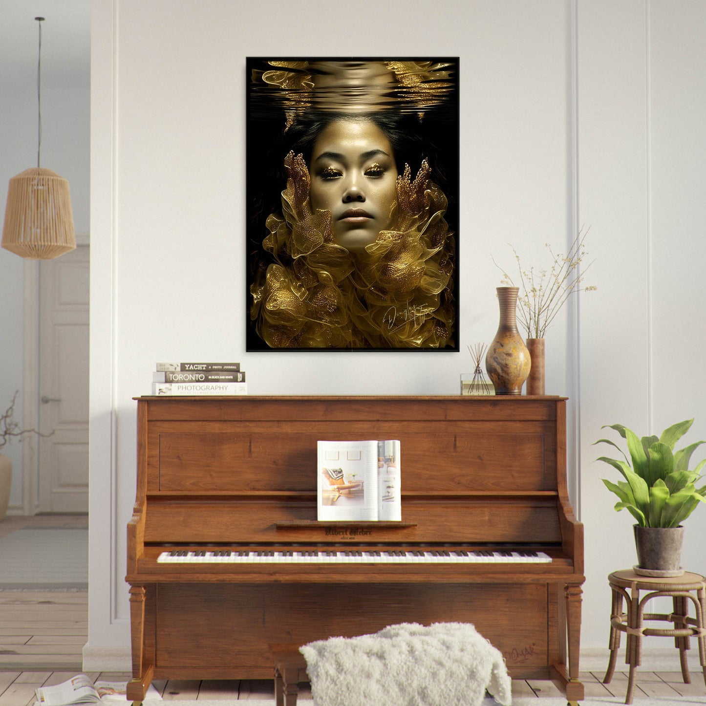 »Golden Mermaid Glamour« retro poster