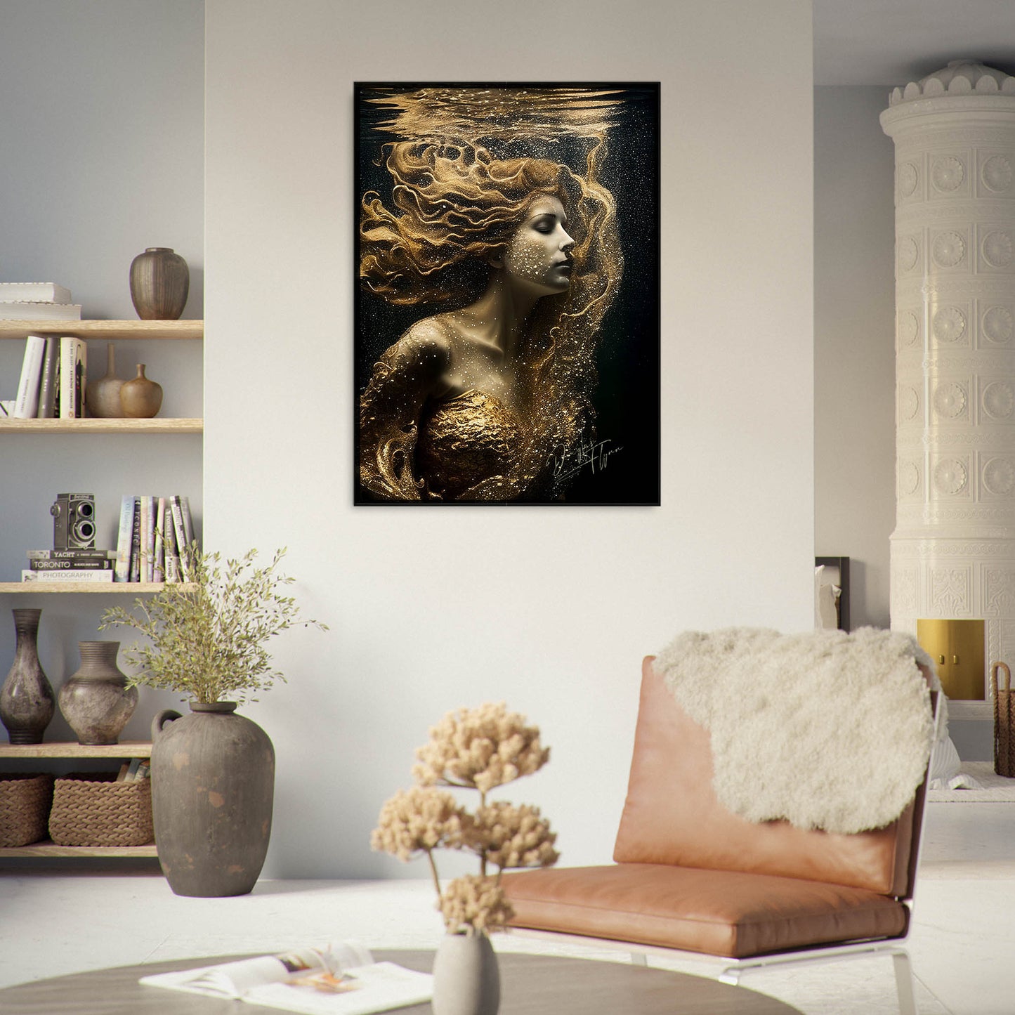 »Golden Seashell Elegance« retro poster
