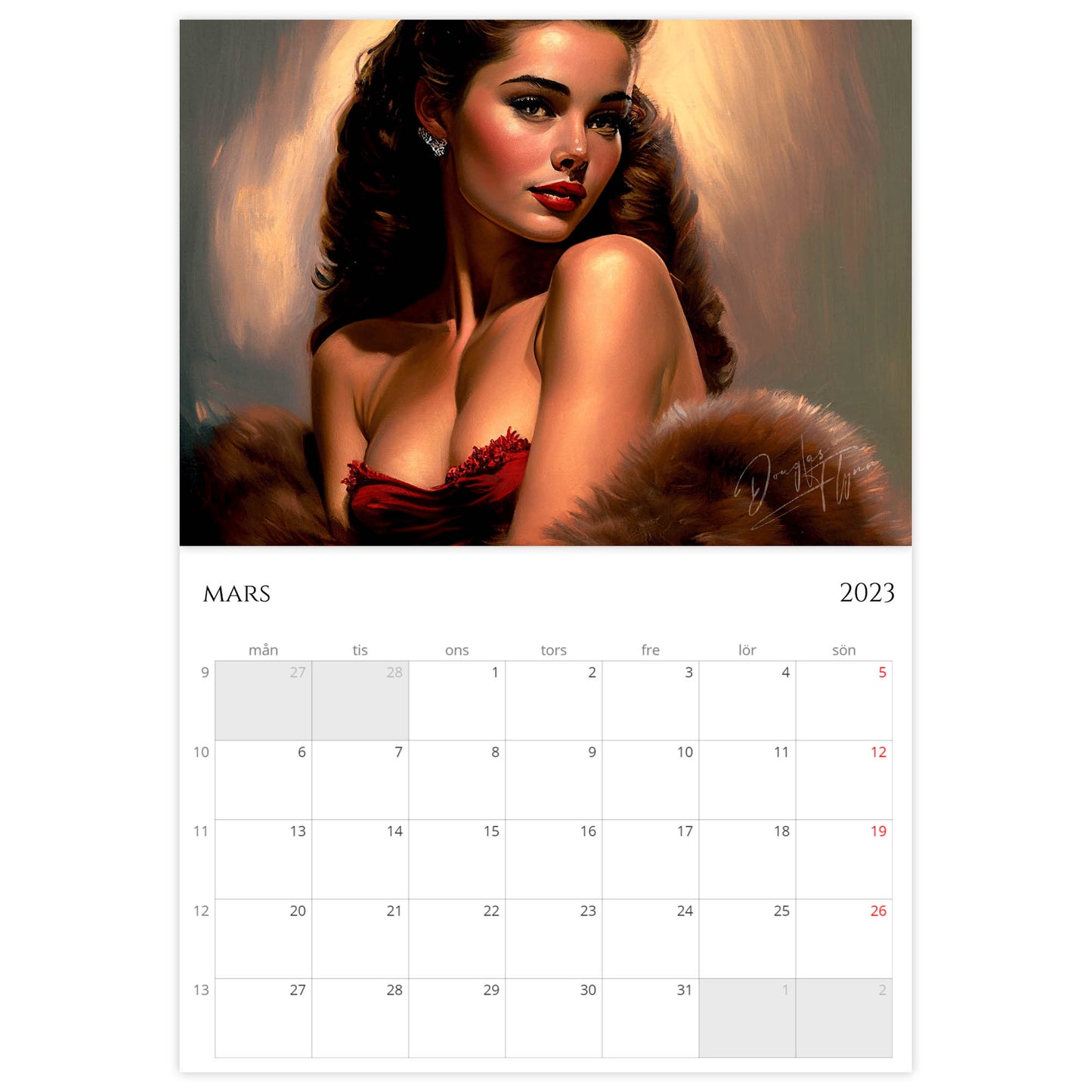»Classic Girls with Furs 2023«, väggkalender