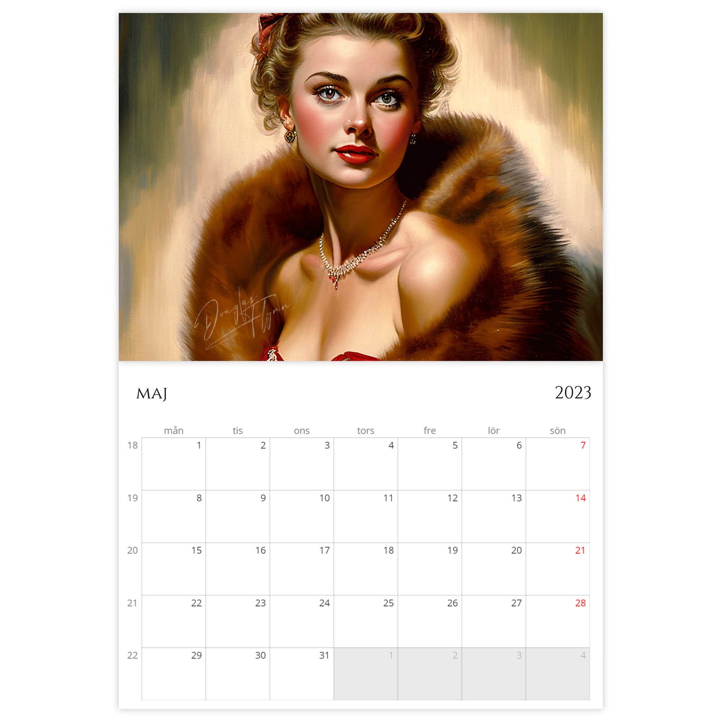 »Classic Girls with Furs 2023«, väggkalender