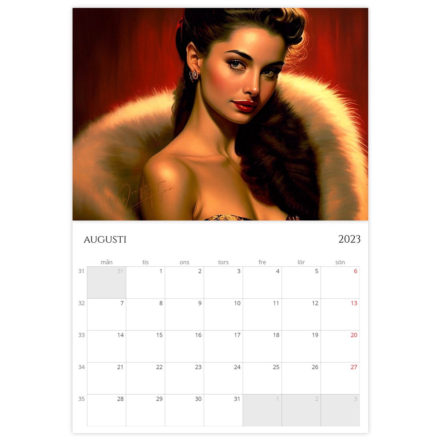 »Classic Girls with Furs 2023«, väggkalender