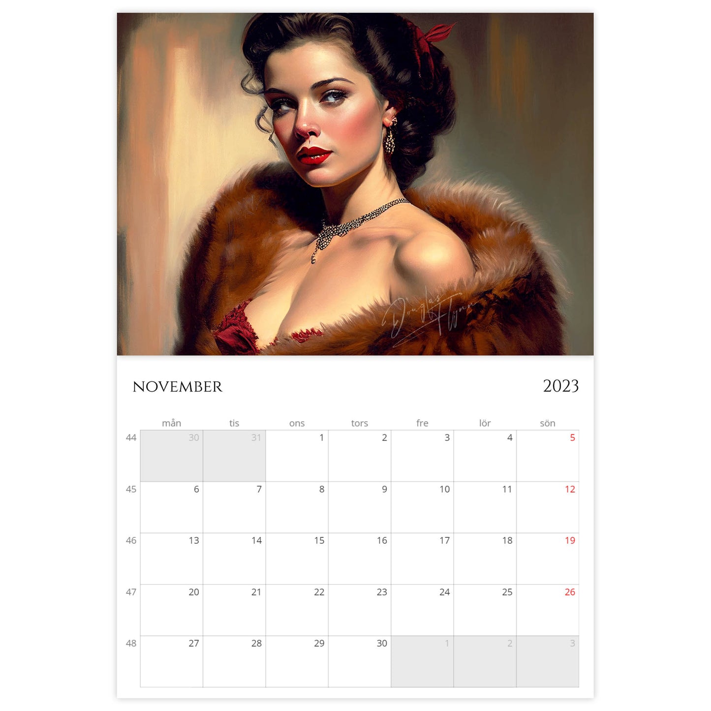 »Classic Girls with Furs 2023«, väggkalender