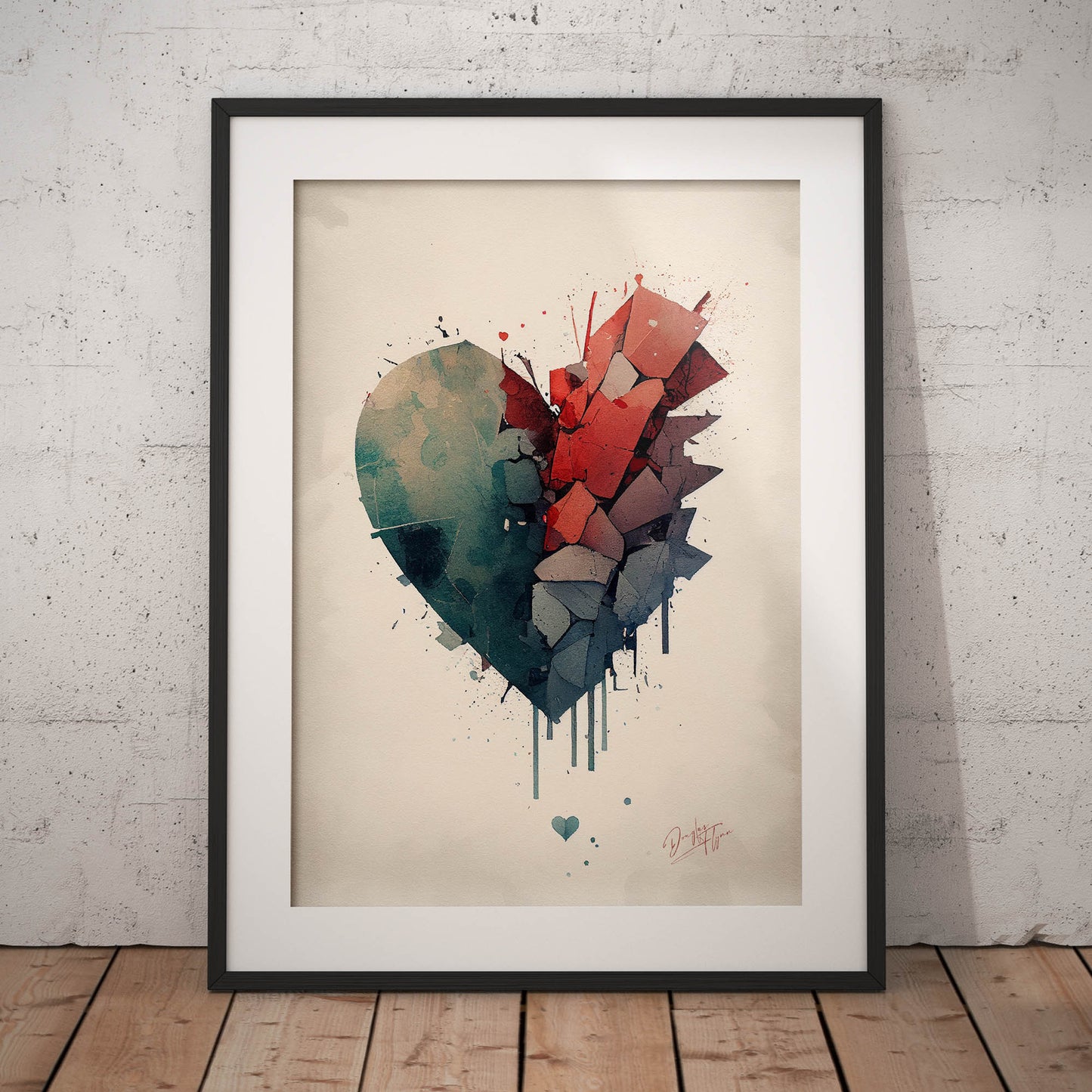 »Broken Heart, Dreams in Water and Pigment« retro poster