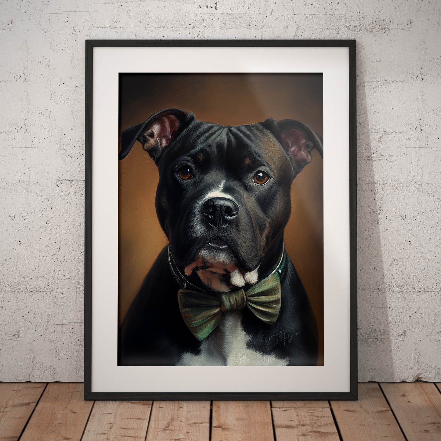 »Staffordshire Bull Terrier med rosett«