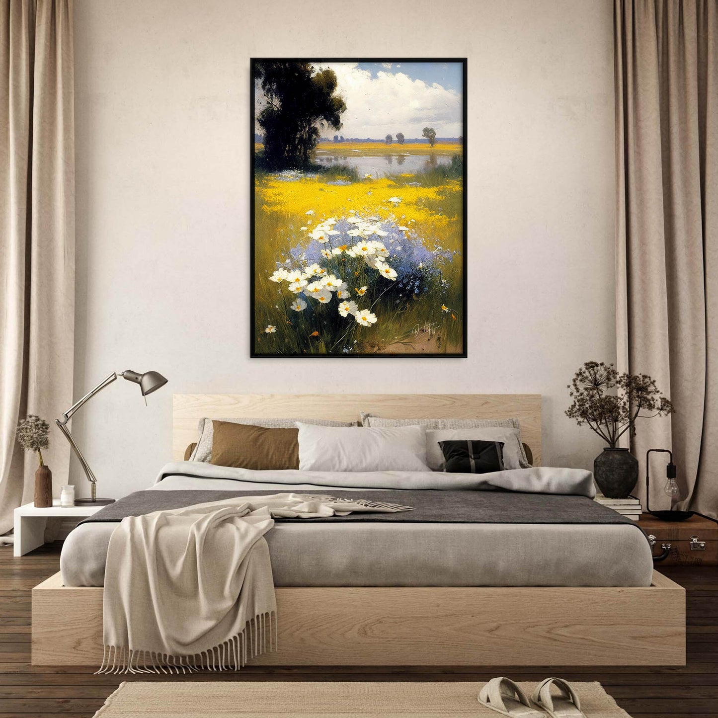 »Wildflowers And The Lake« retro poster