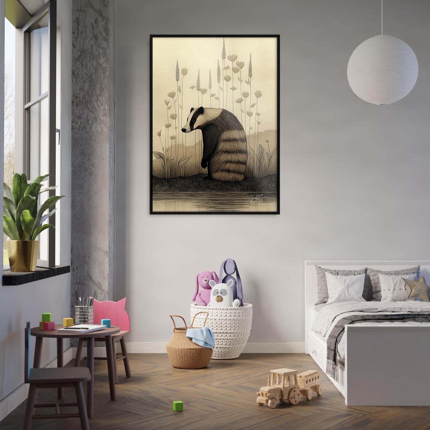 »Badger Nuzzle And Brood« retro poster