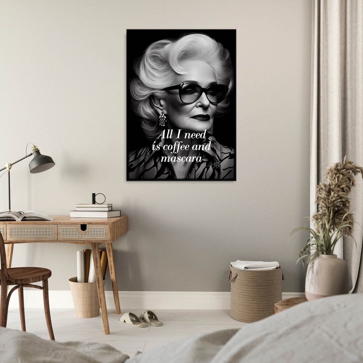 »All I Need Is Coofee And Mascara« retro poster