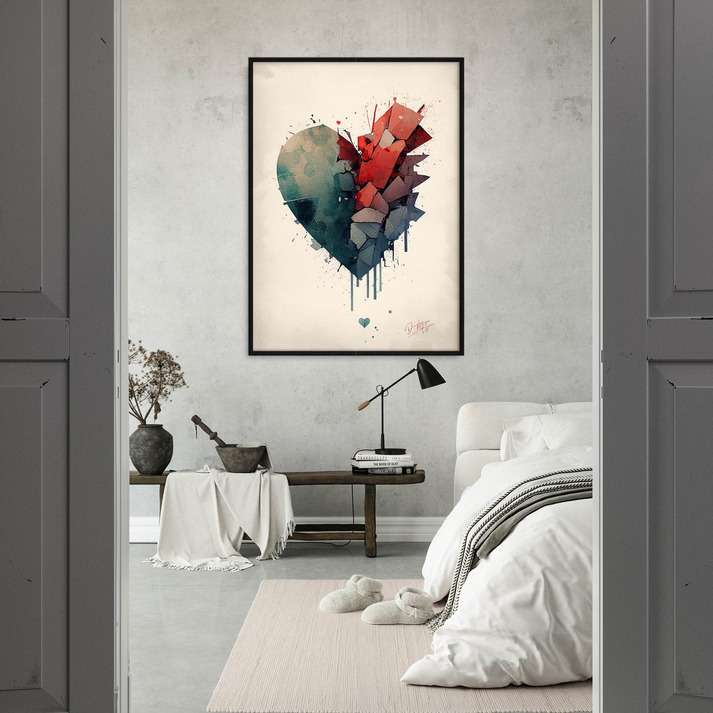 »Broken Heart, Dreams in Water and Pigment« retro poster