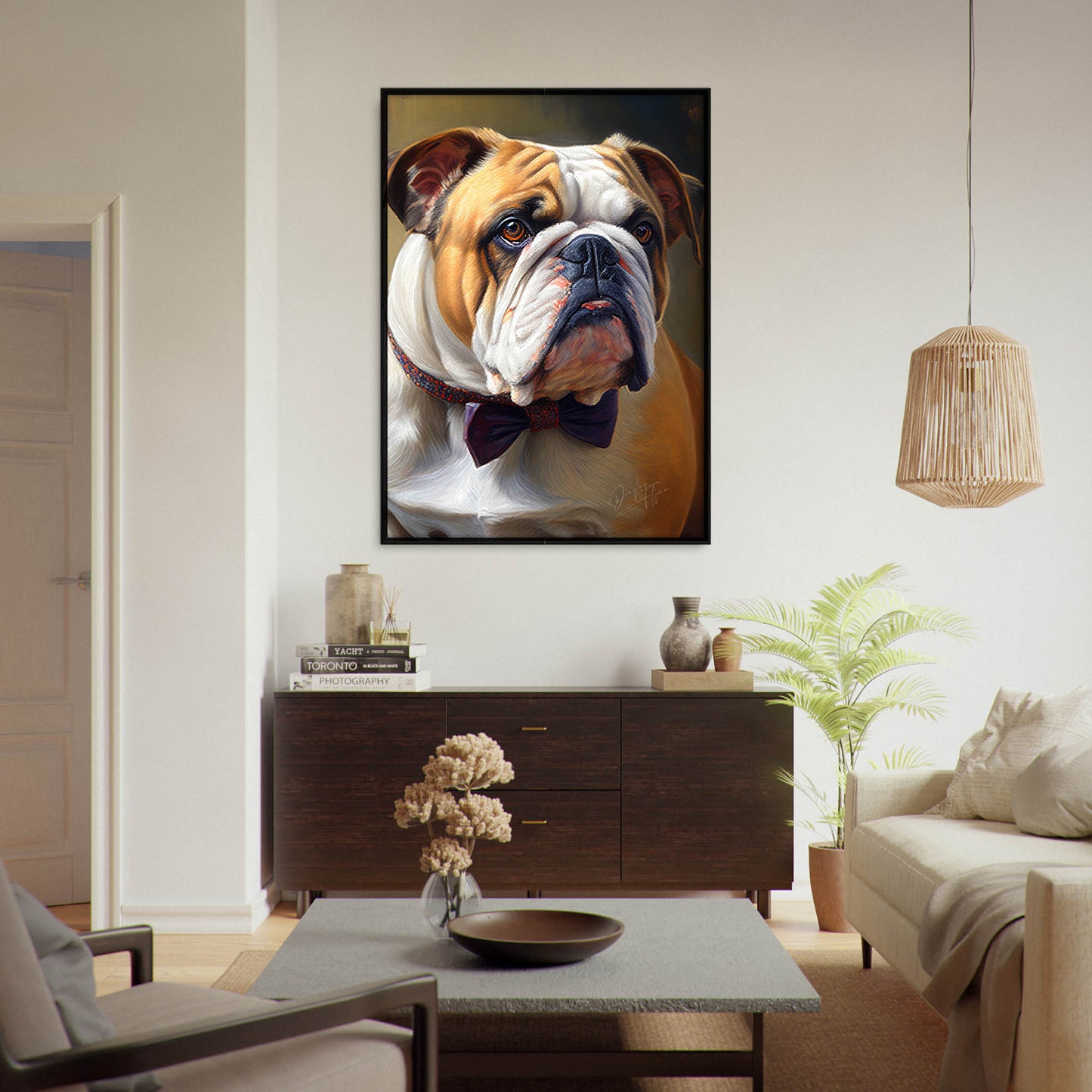 »English Bulldog med rosett«
