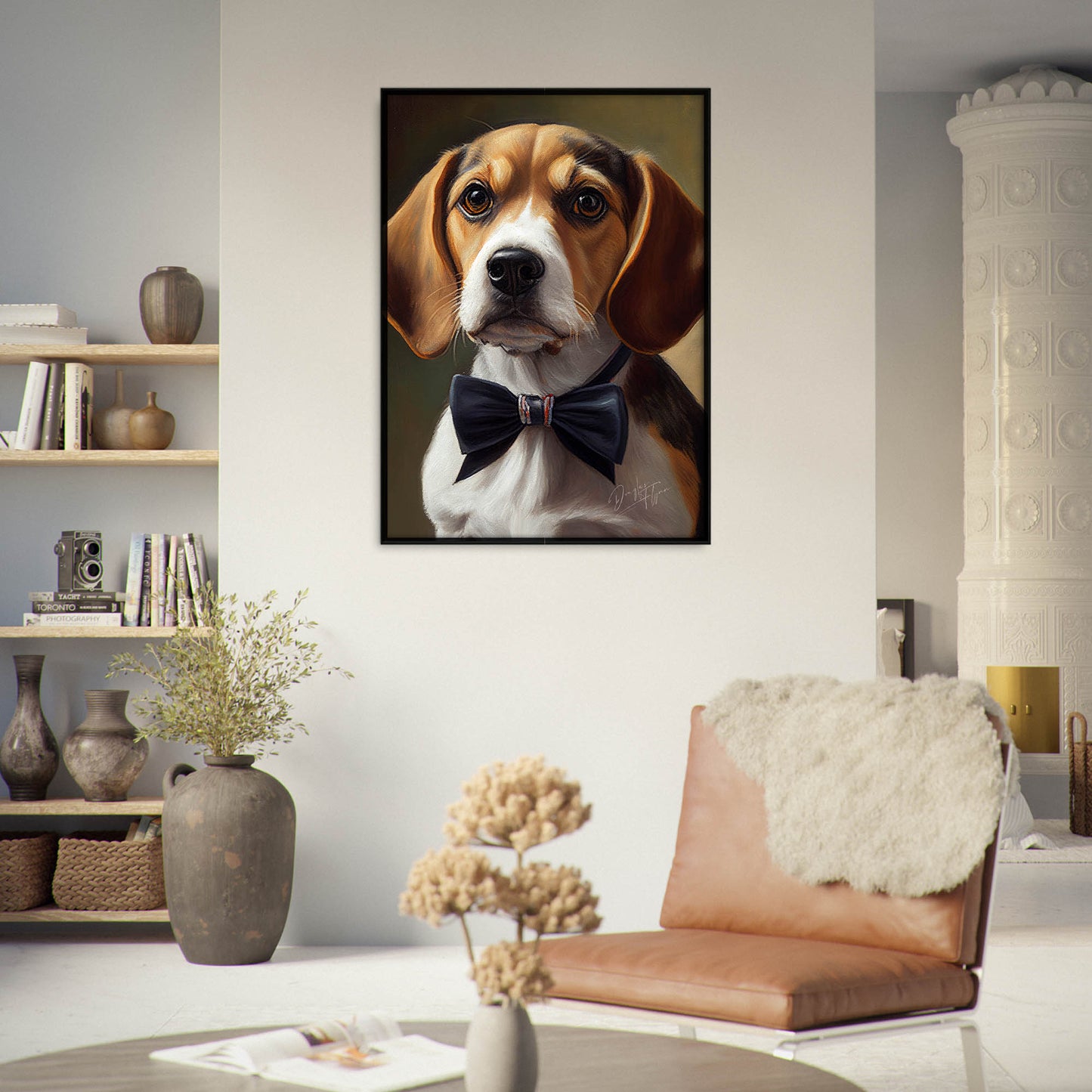 »Beagle med rosett 2« retro poster