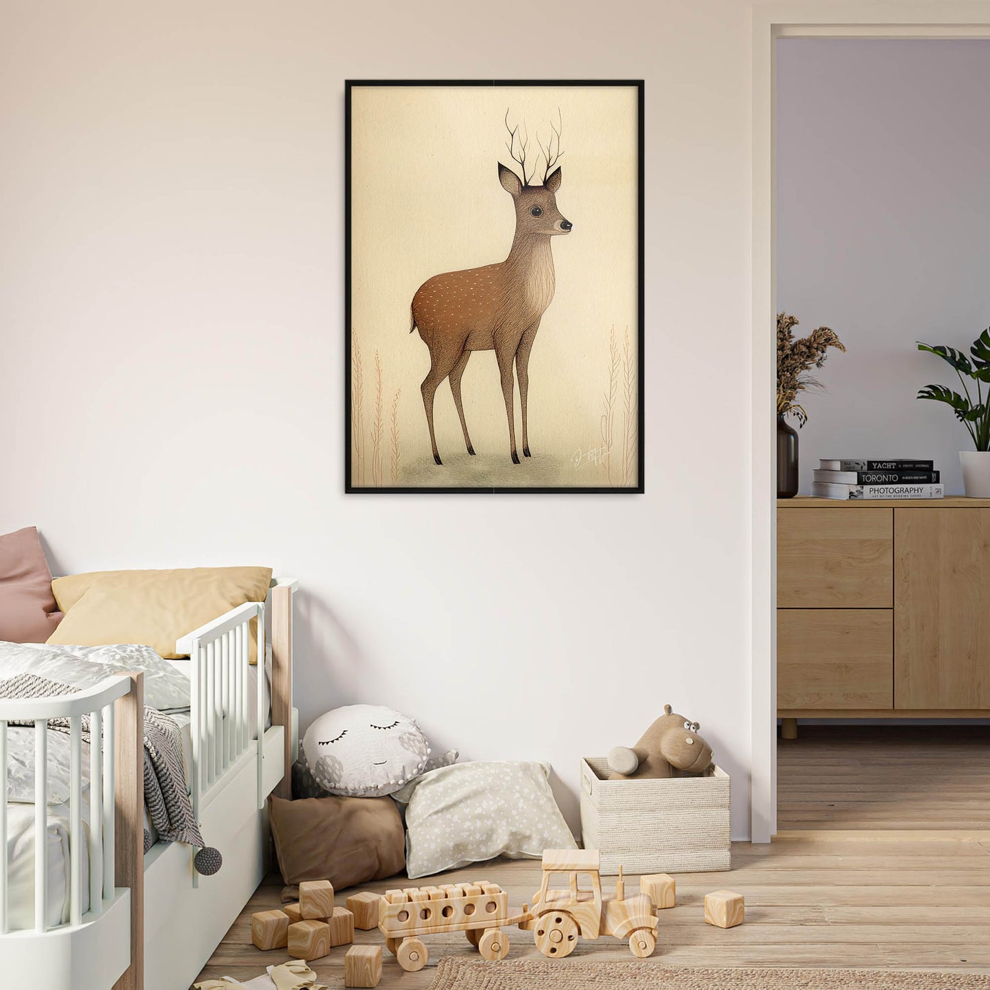 »Roe Deer Pause In Deep Thoughts« retro poster