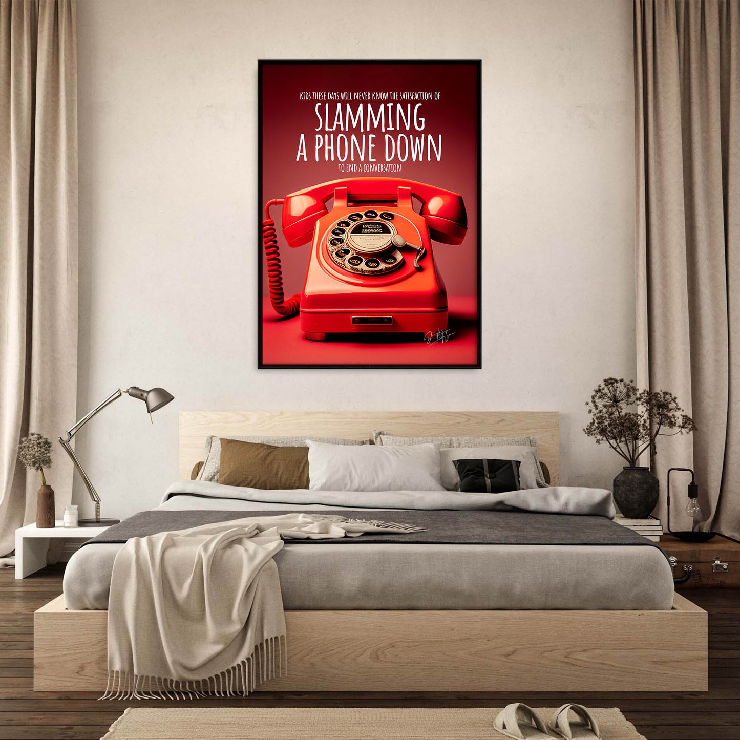 »The Satisfaction Of Slamming A Phone retro poster