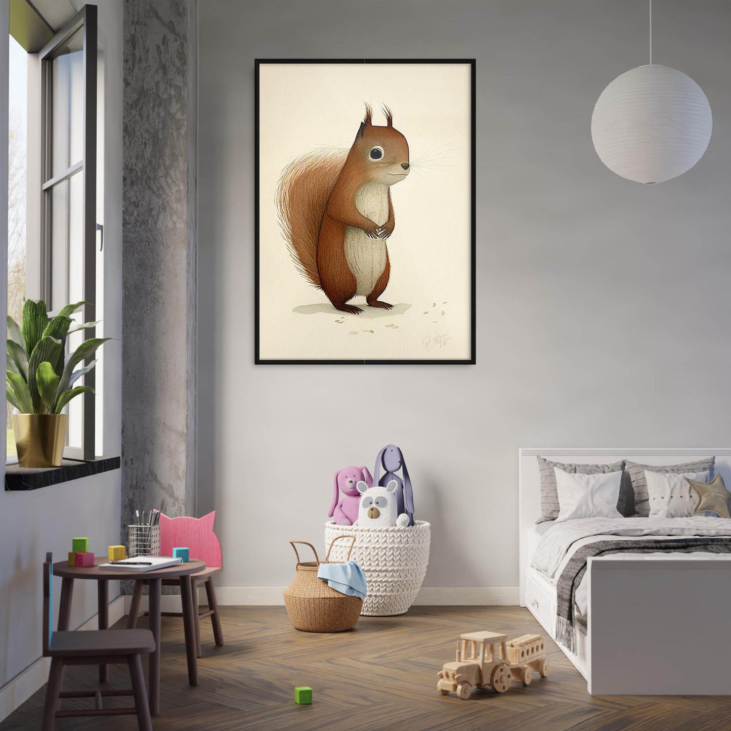 »Squirrel Scratch And Reflect« retro poster