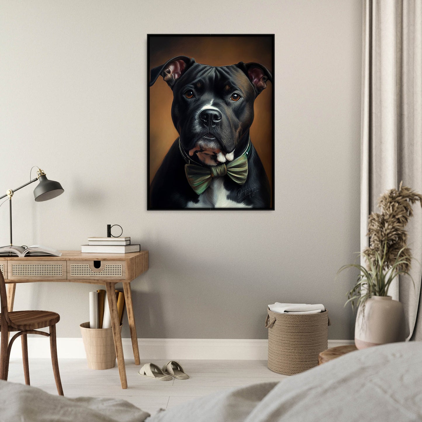 »Staffordshire Bull Terrier med rosett«