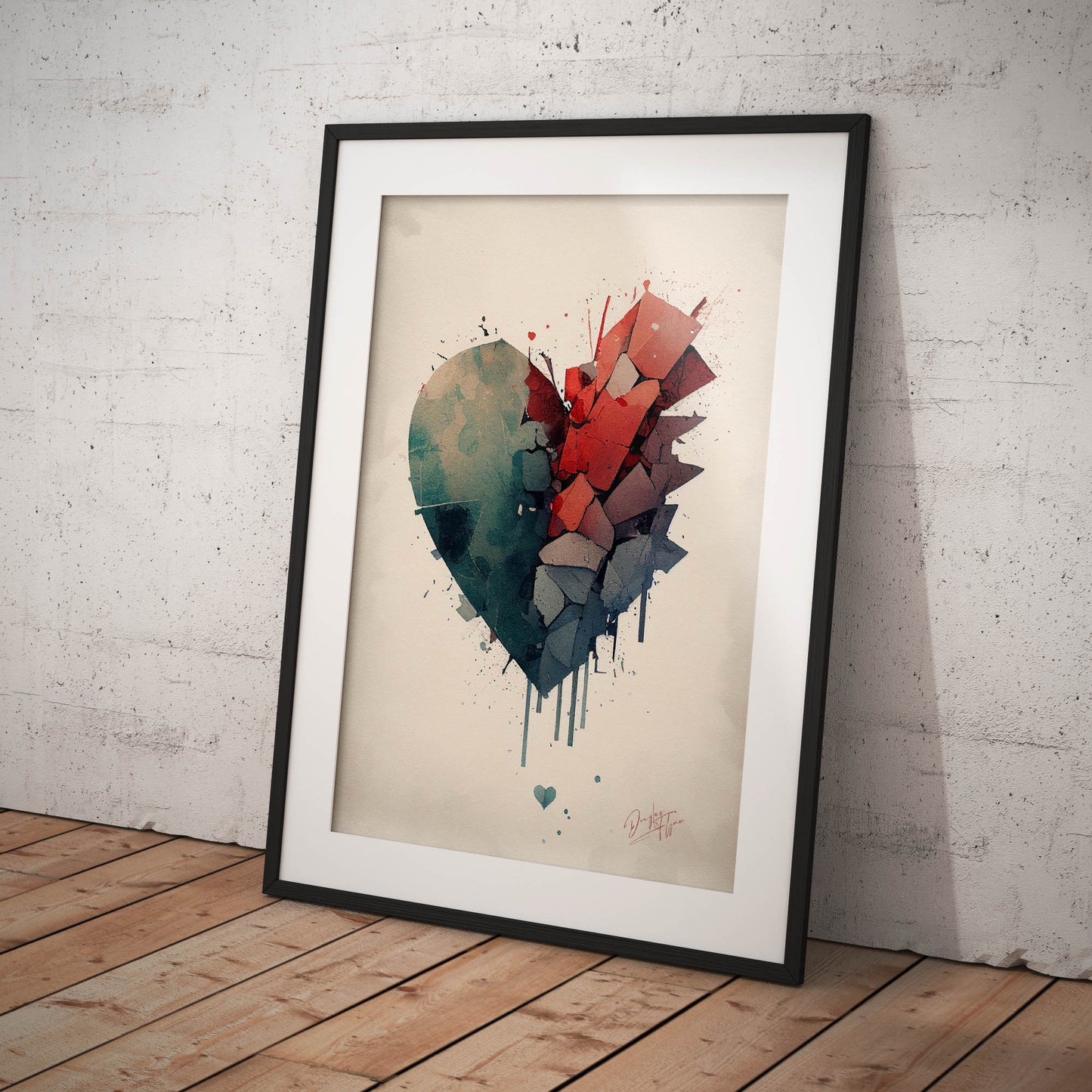 »Broken Heart, Dreams in Water and Pigment« retro poster