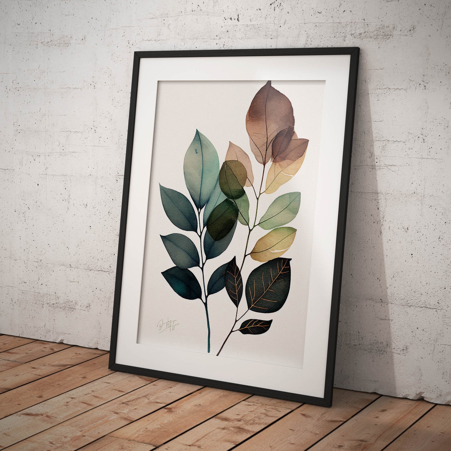 »Brushstrokes of Leaf Bliss« retro poster