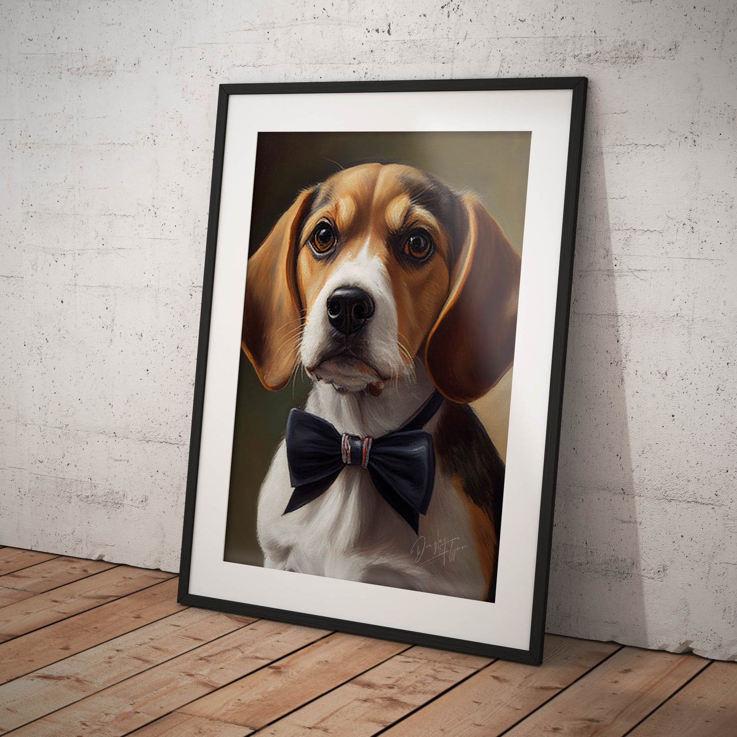 »Beagle med rosett 2« retro poster