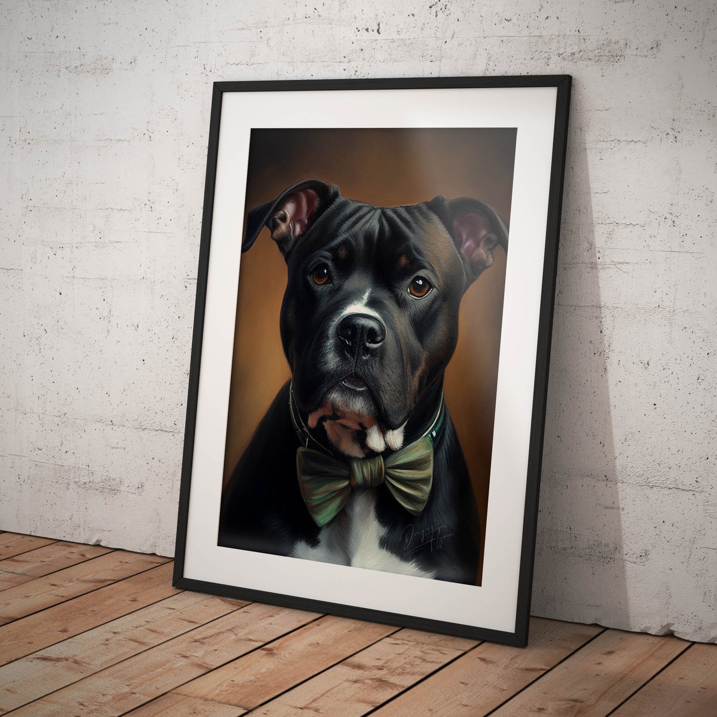 »Staffordshire Bull Terrier med rosett«