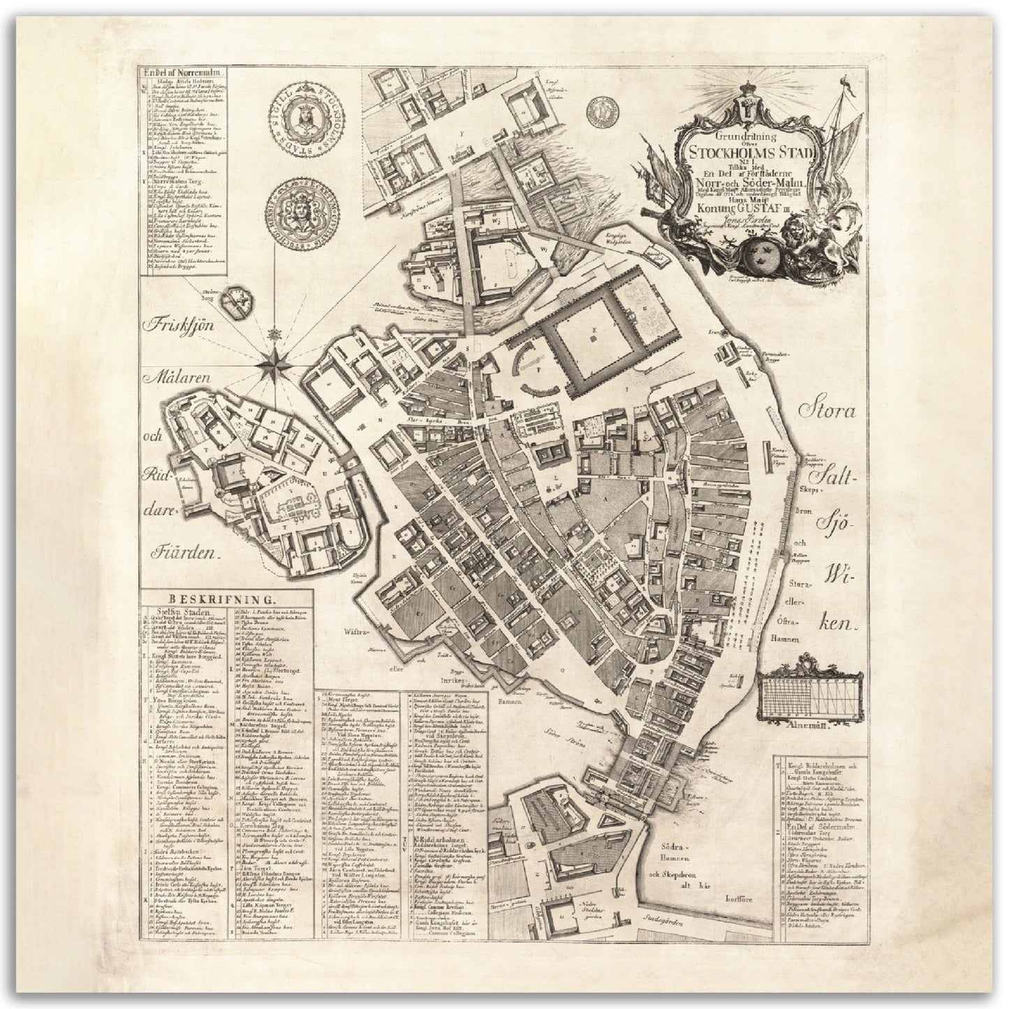 Gamla stan 1771, historisk stockholmskarta