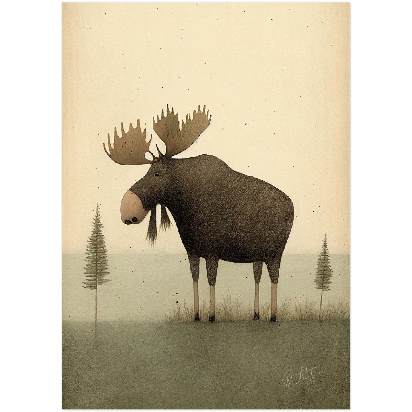 »Moose Pause and Get Lost In Thought« retro poster