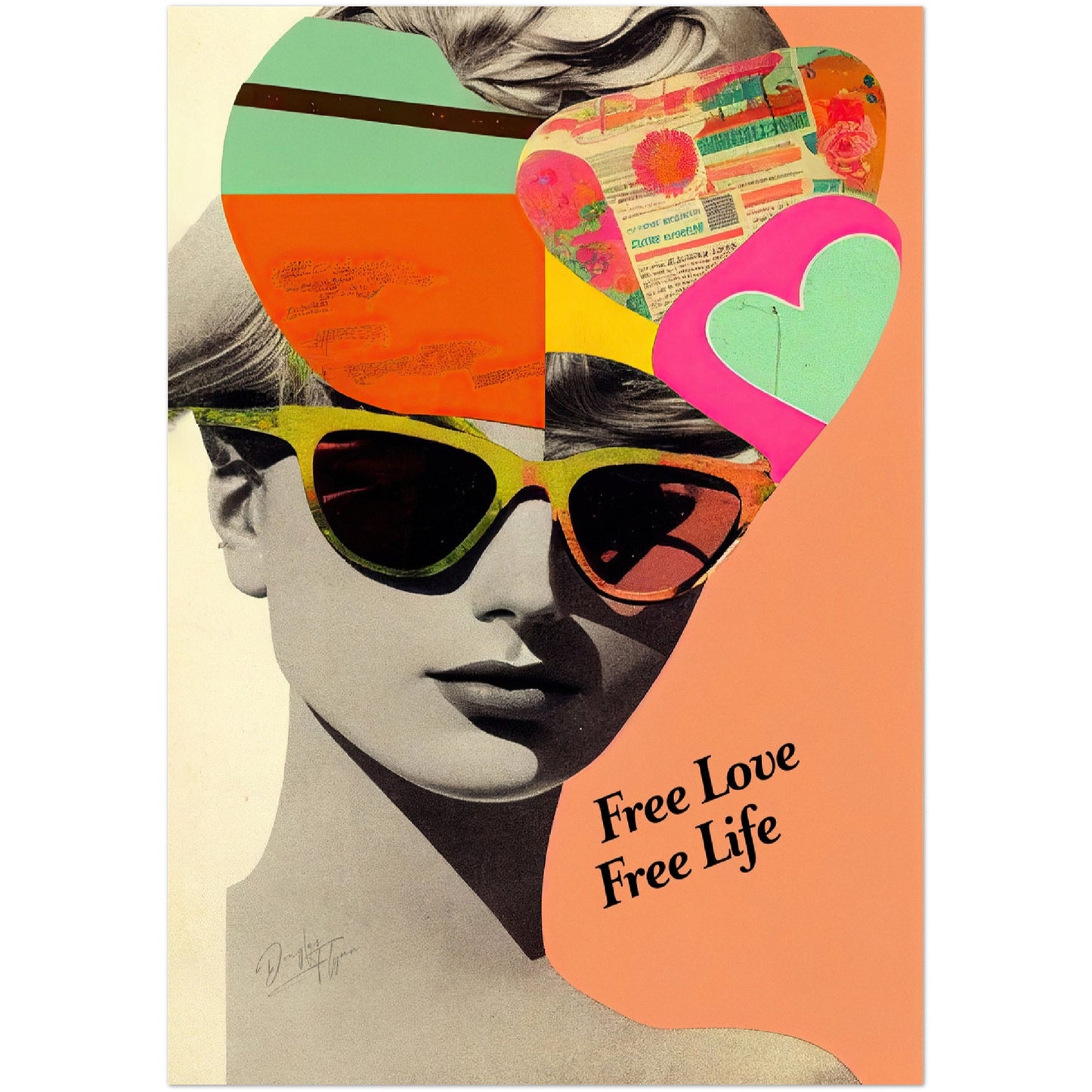 »Free Love, Free Life«retro poster