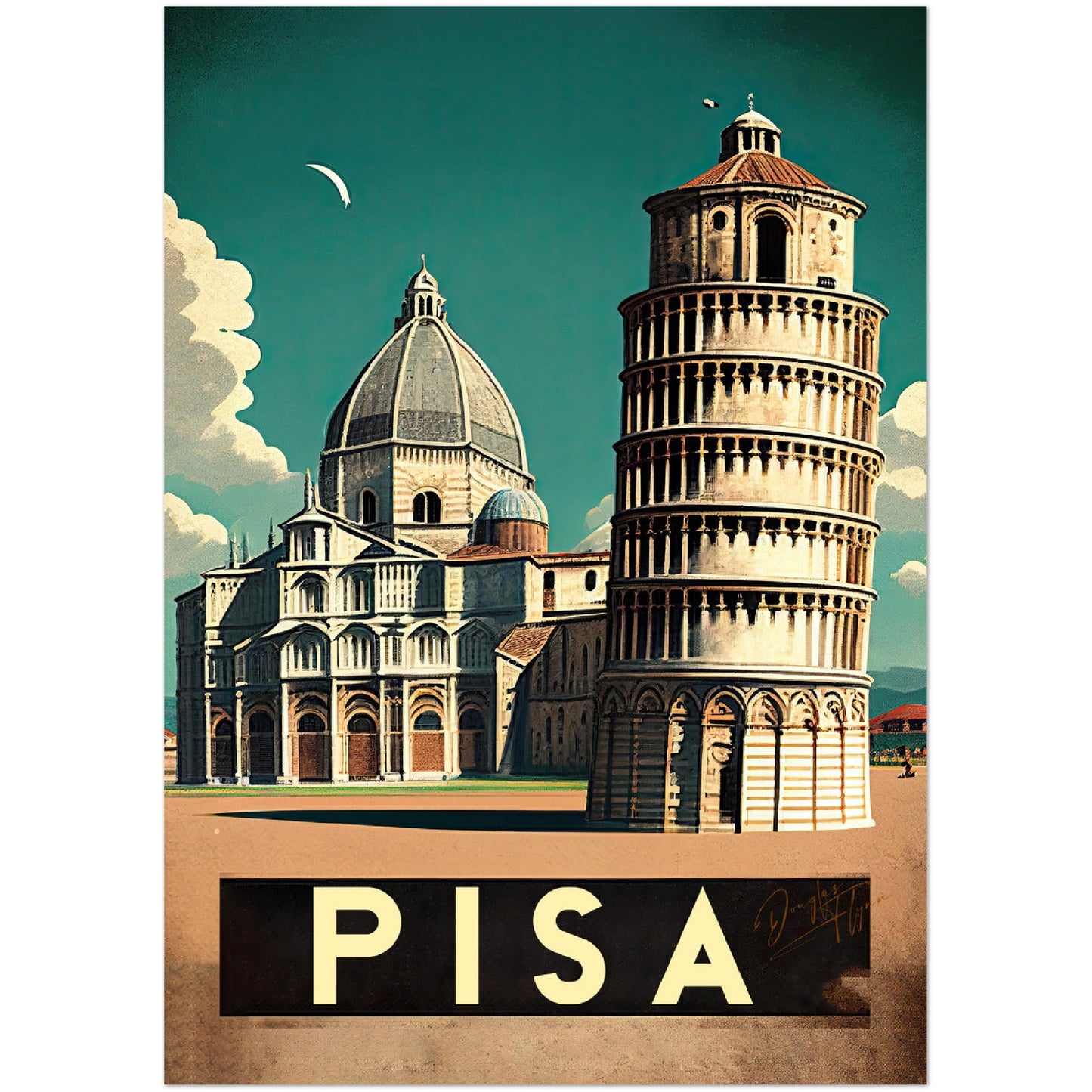 »Pisa, travel poster« retro poster