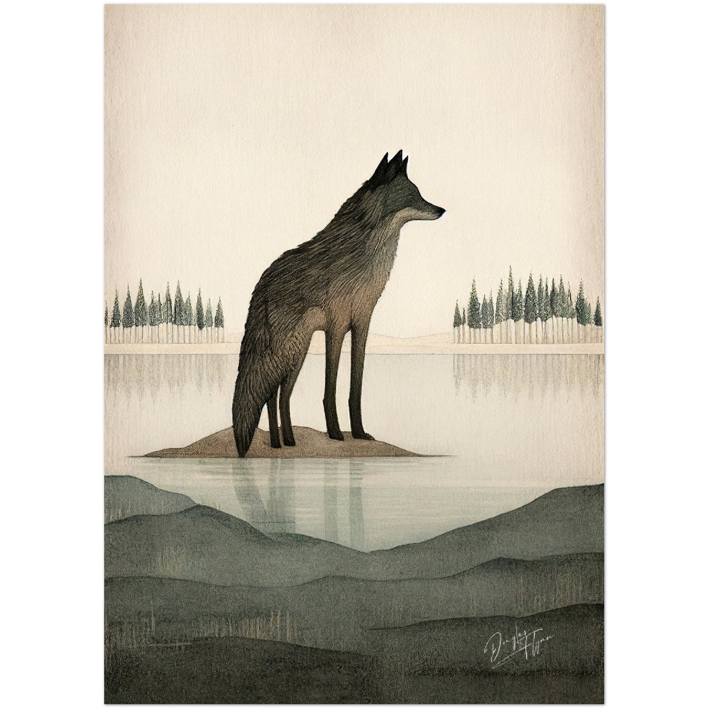 »Wolf Listen and Mull Things Over« retro poster