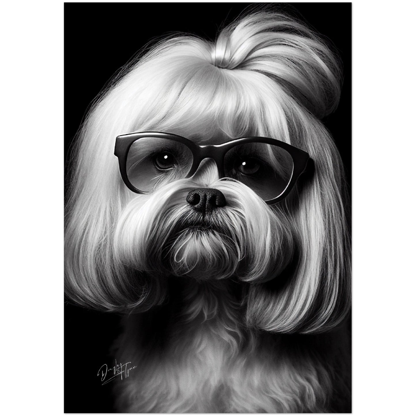 »Insightful Lhasa Apso« retro poster