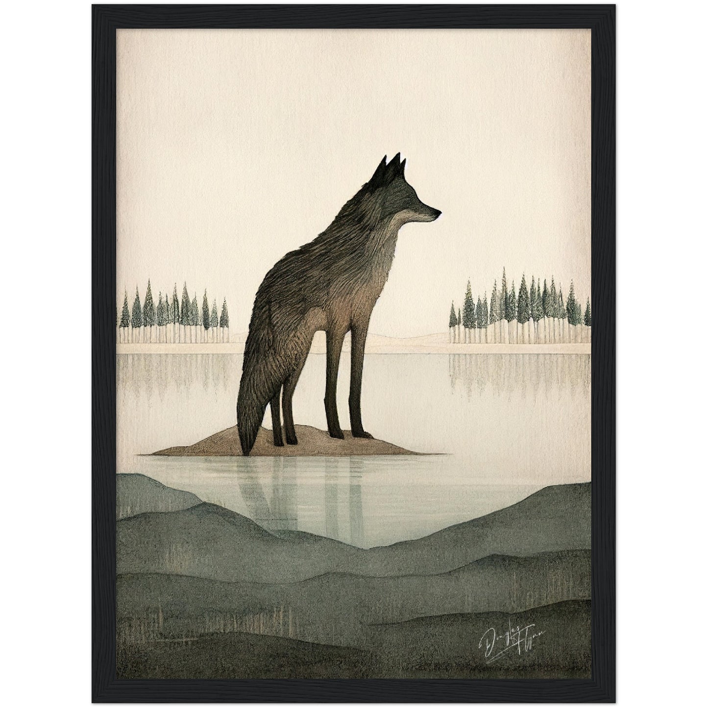 »Wolf Listen and Mull Things Over« retro poster