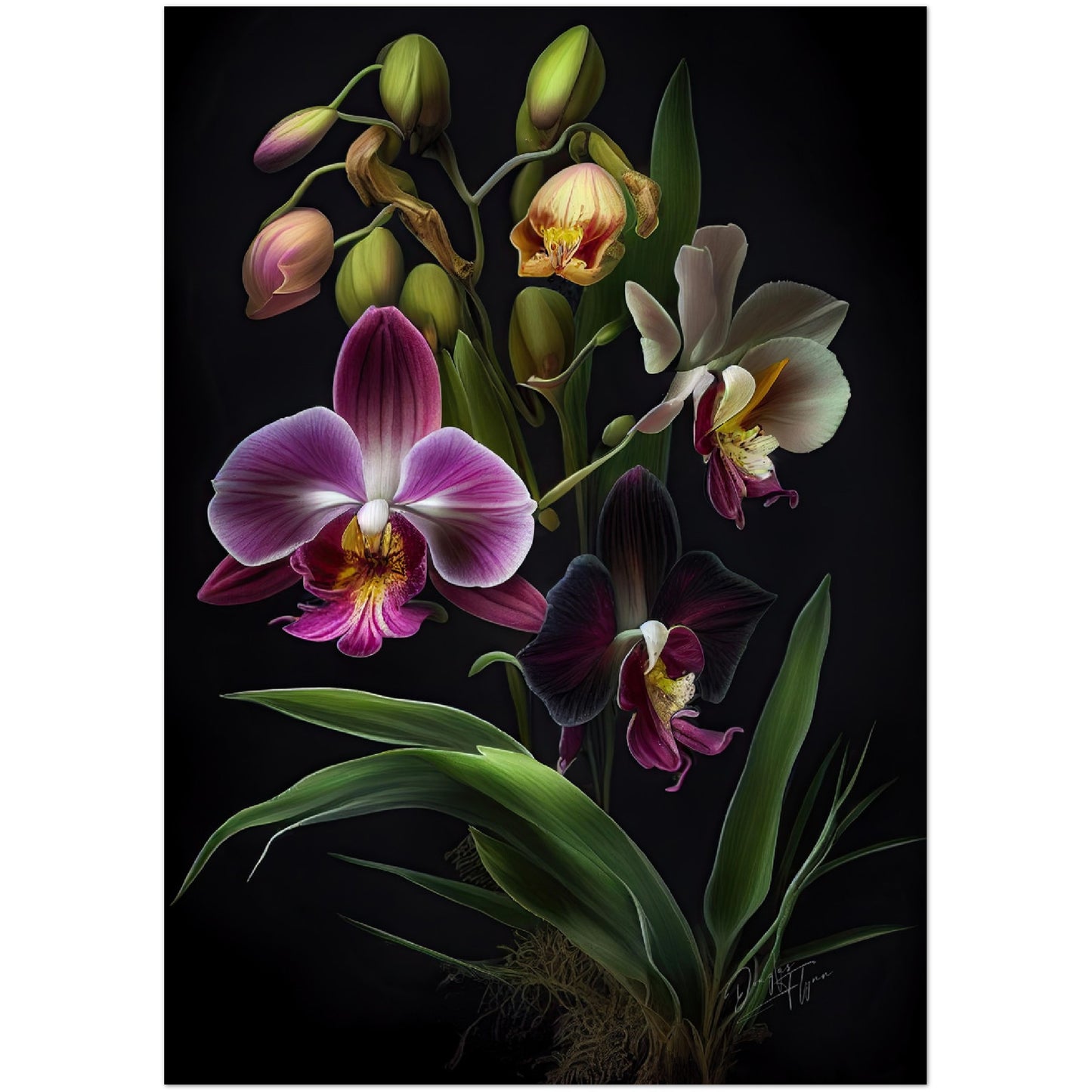 »Flowers in the Moonlight« retro poster